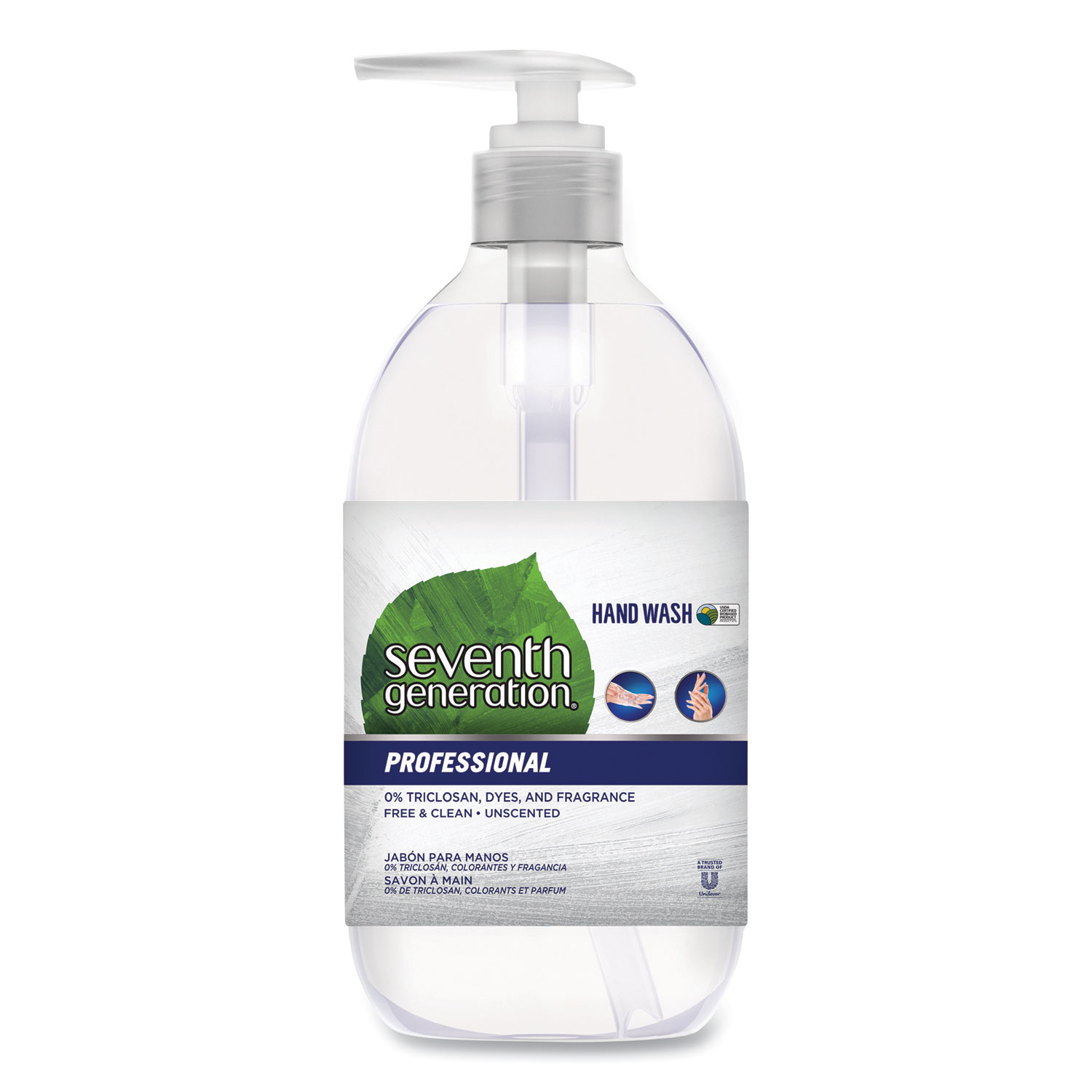  Seventh Generation 447229CT Natural Hand Wash, Free & Clean, Unscented, 12 oz Pump Bottle, 8/Carton (SEV44729CT) 