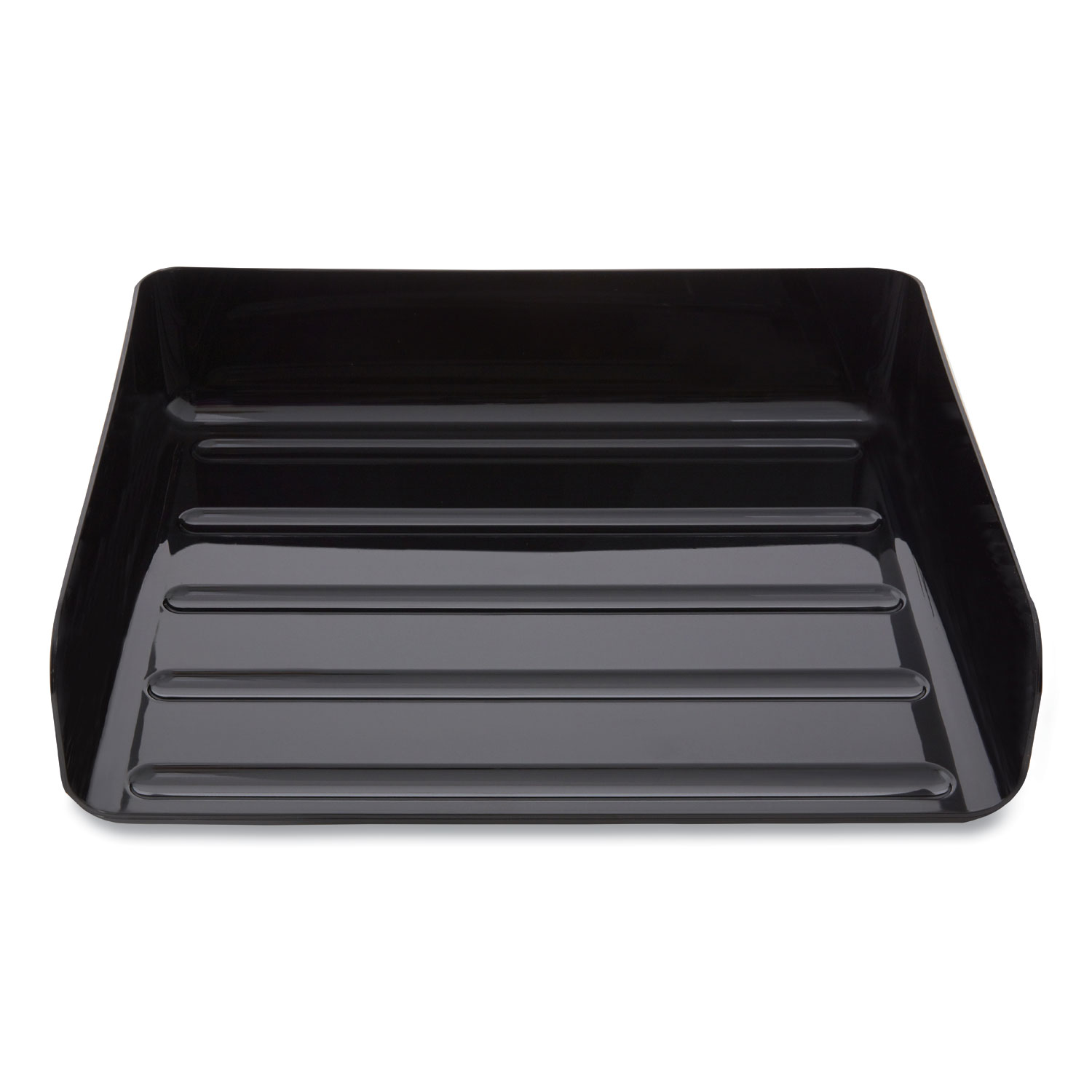 Side-Load Stackable Plastic Document Tray, 1 Section, Letter-Size, 12.63 x 9.72 x 3.01, Black, 2/Pack