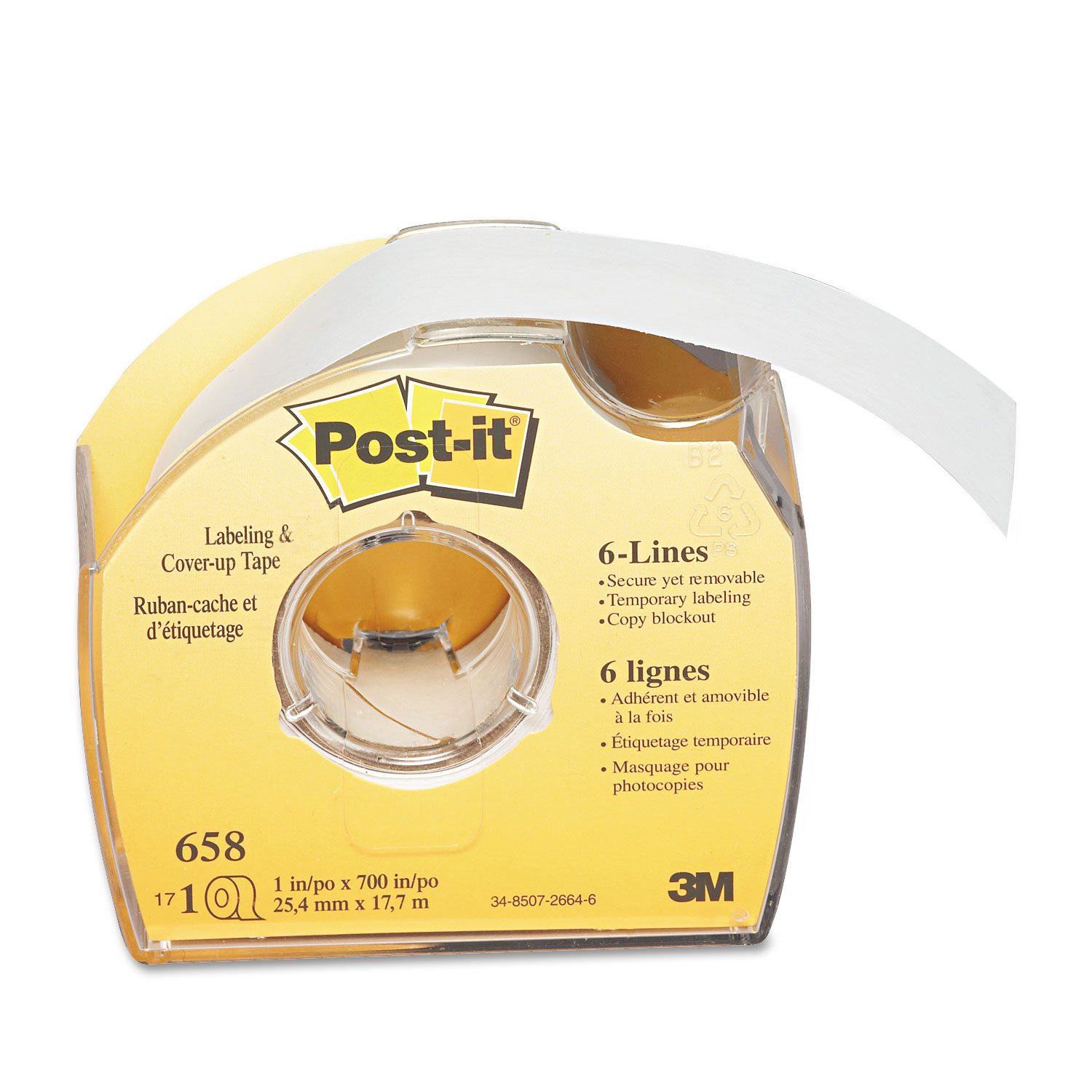  Post-it 658 Labeling & Cover-Up Tape, Non-Refillable, 1 x 700 Roll (MMM658) 