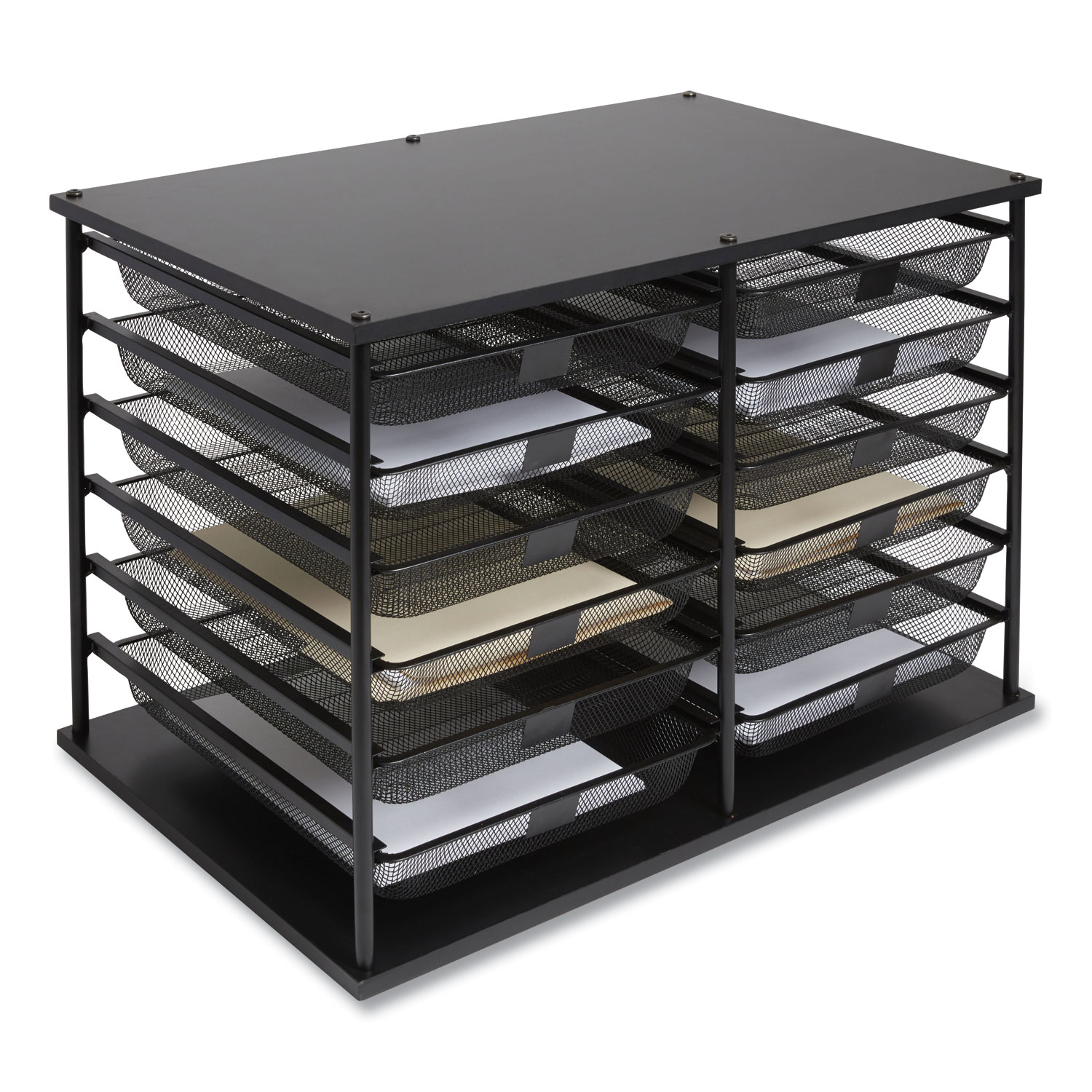 Front-Load Enclosed Wire Mesh Horizontal Document Organizer, 12 Sections,  Legal-Size, 24.65 x 15.59 x 16.3, Matte Black - Office Express Office  Products
