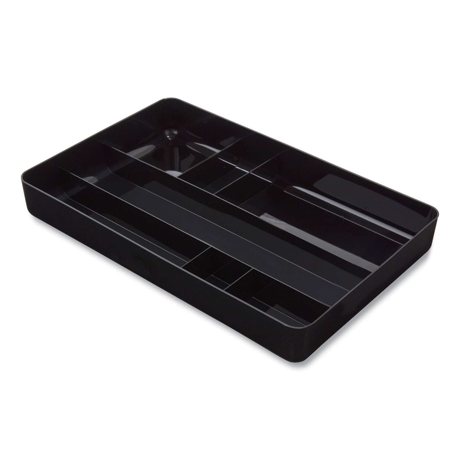 Regeneration Deep Drawer Organizer, Eight Compartments, 14.88 x 11.88 x  2.5, Plastic, Black