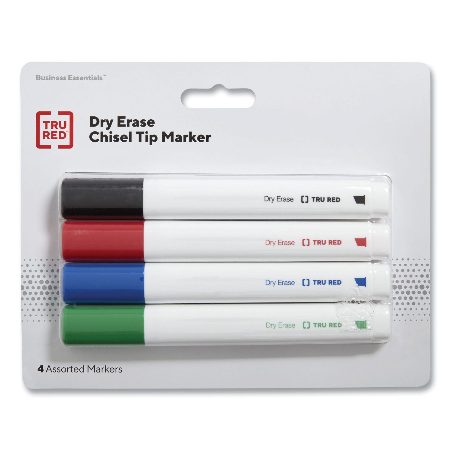 Dry Erase Marker, Tank-Style, Medium Chisel Tip, Assorted Colors, 4/Pack