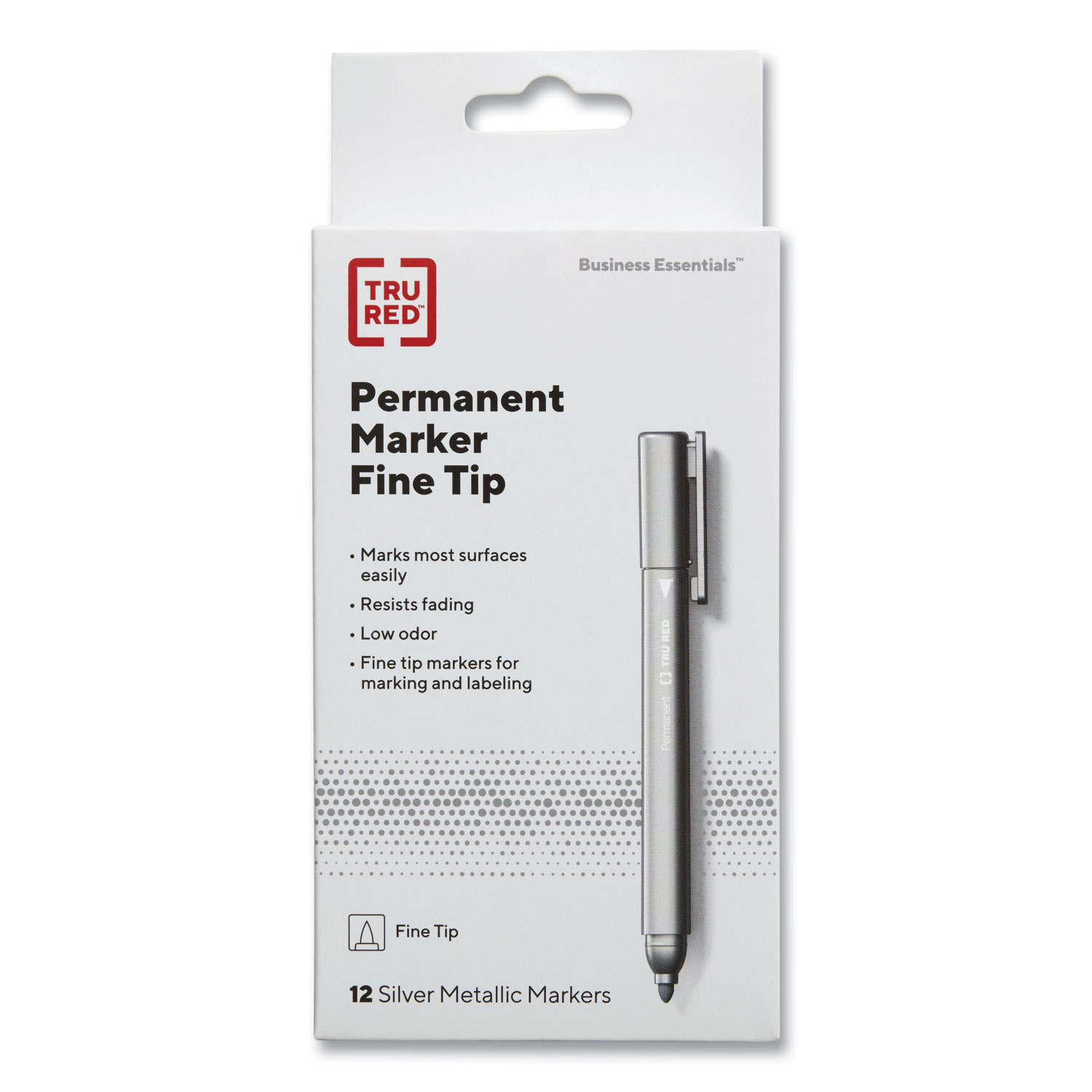 TRU RED™ Pen Style Permanent Marker, Extra-Fine Needle Tip, Black, 36/Pack