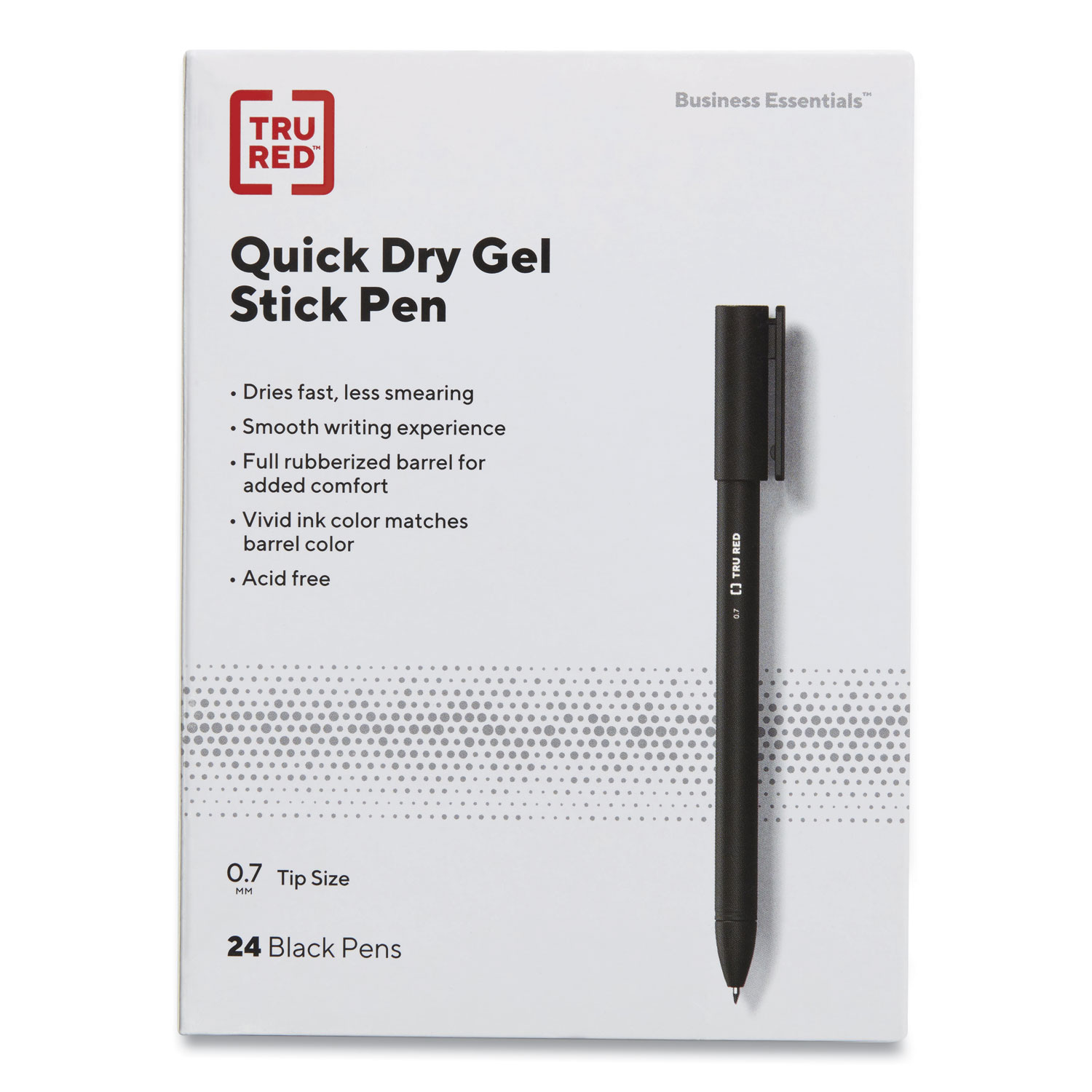 Quick Dry Gel Pen, Retractable, Medium 0.7 mm, Black Ink, Black Barrel, 5/Pack