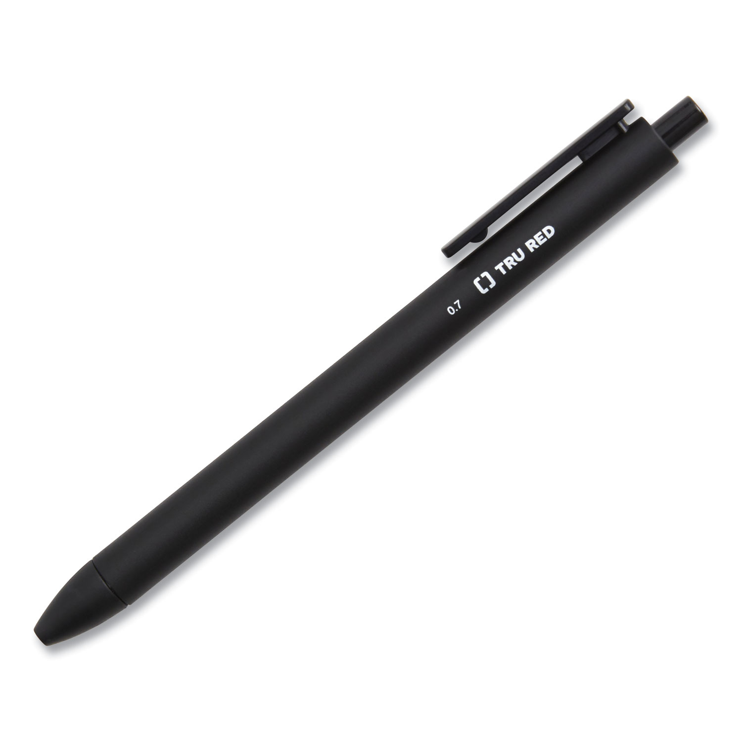 TRU RED™ Quick Dry Retractable Gel Pen, Fine 0.5 mm, Black Ink, Black Barrel, Dozen