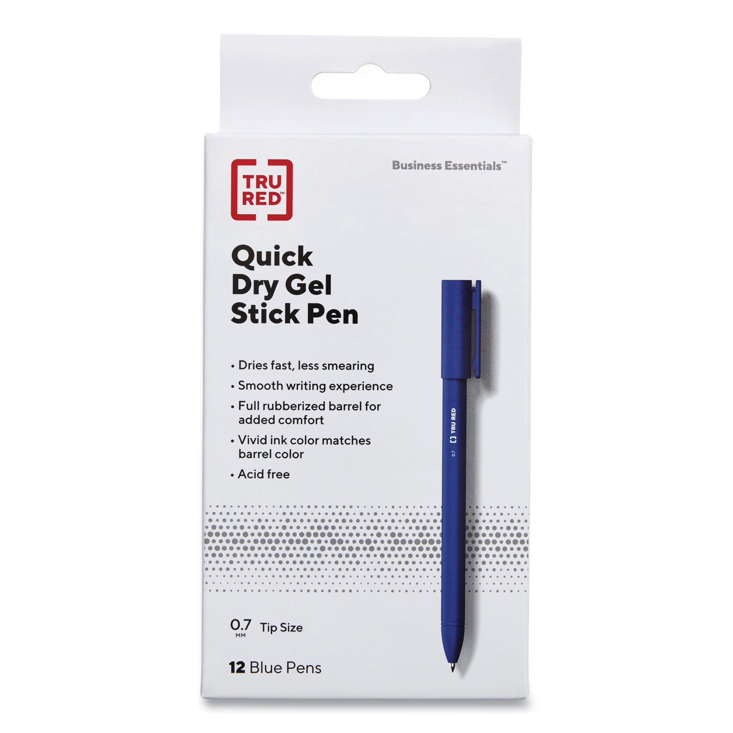 Quick Dry Gel Pen, Stick, Medium 0.7 mm, Blue Ink, Blue Barrel, Dozen