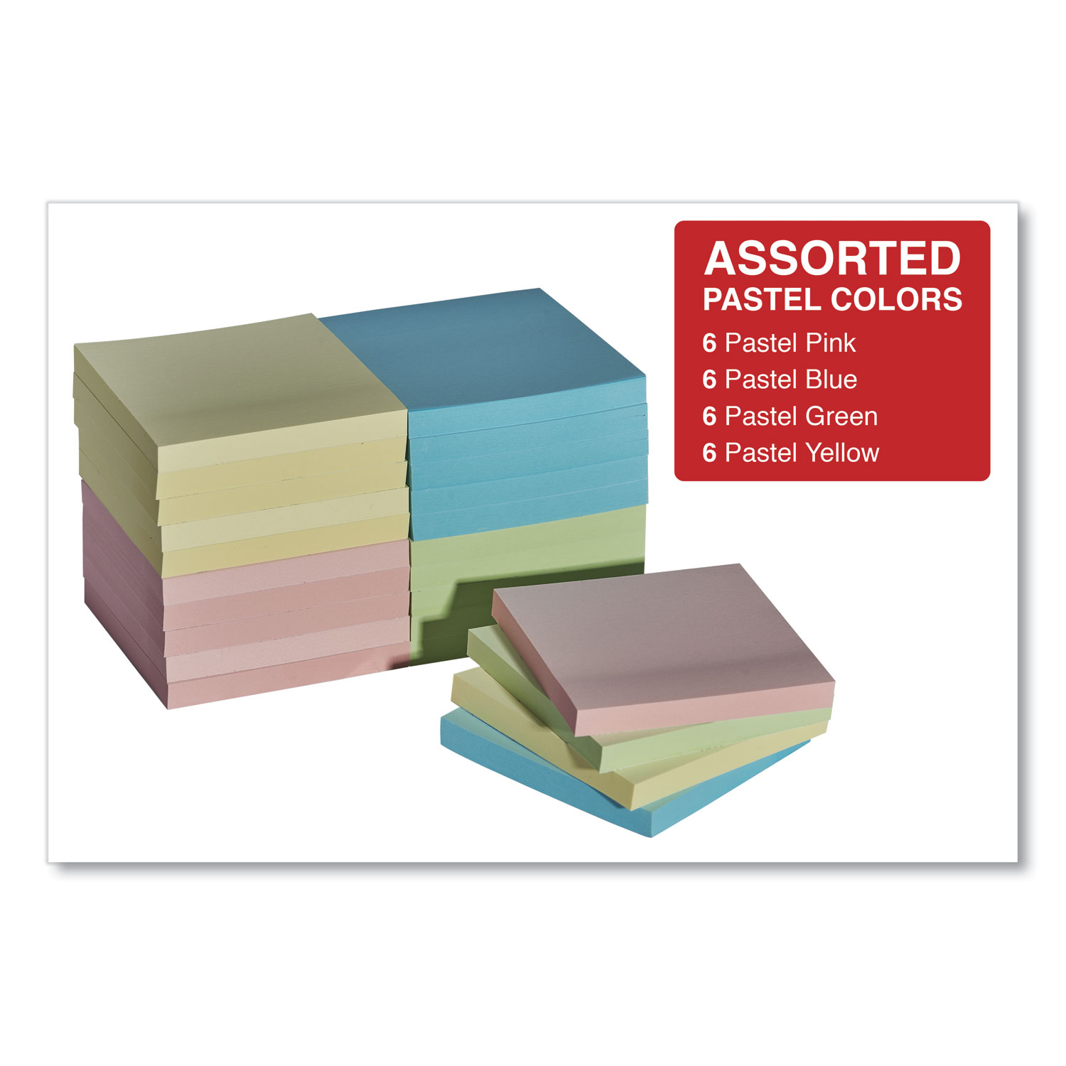 Universal Self-Stick Note Pads, 4 x 6, Lined, Assorted Pastel Colors, 100-Sheet, 5/Pk (UNV35616)