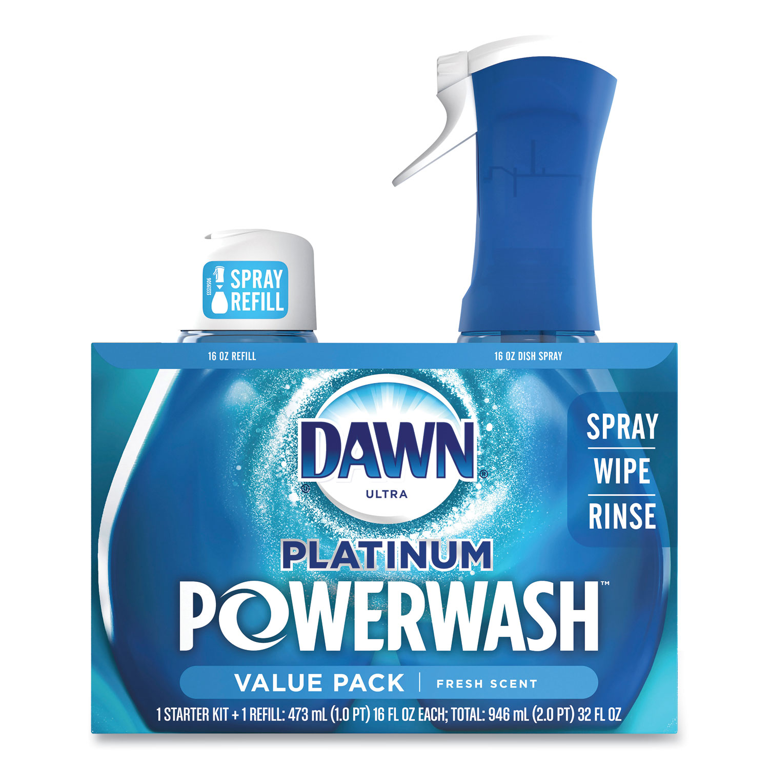 Dawn 31836 Platinum Powerwash Dish Spray, Fresh, 16 oz Spray Bottle, 2/Pack, 3 Packs/Carton (PGC31836) 