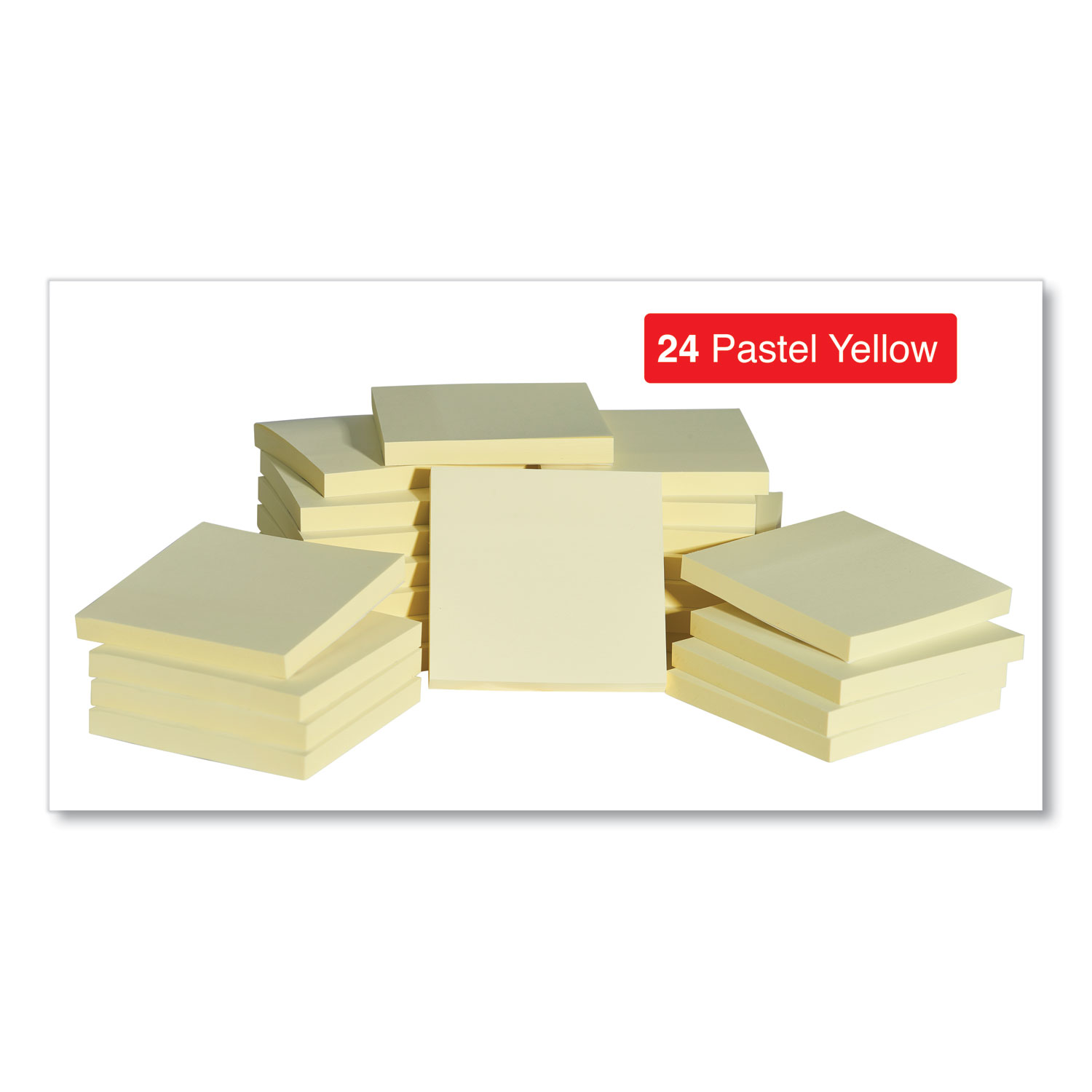 Self-Stick Note Pad Cabinet Pack, 3 x 3, Yellow, 90 Sheets/Pad, 24 Pads/ Pack - mastersupplyonline