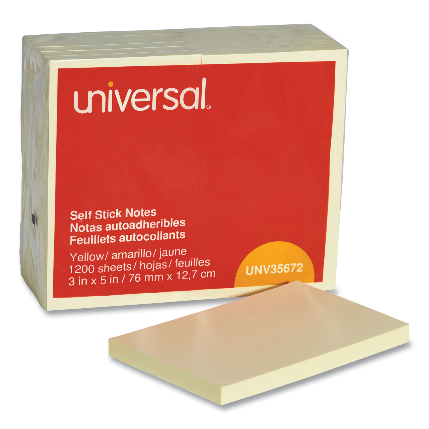 3" x 3" 2x Universal Standard Self-Stick Notes 100-Sheet Pads 12 Pads. Yellow