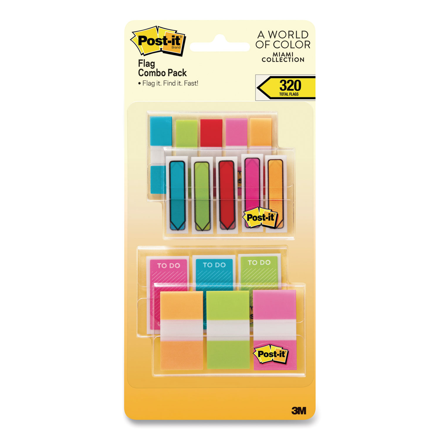  Post-it 683-XLM Standard and Arrow Flag Combo Pack, 0.47 and 0.94, Assorted Colors, 320/Pack (MMM2105602) 