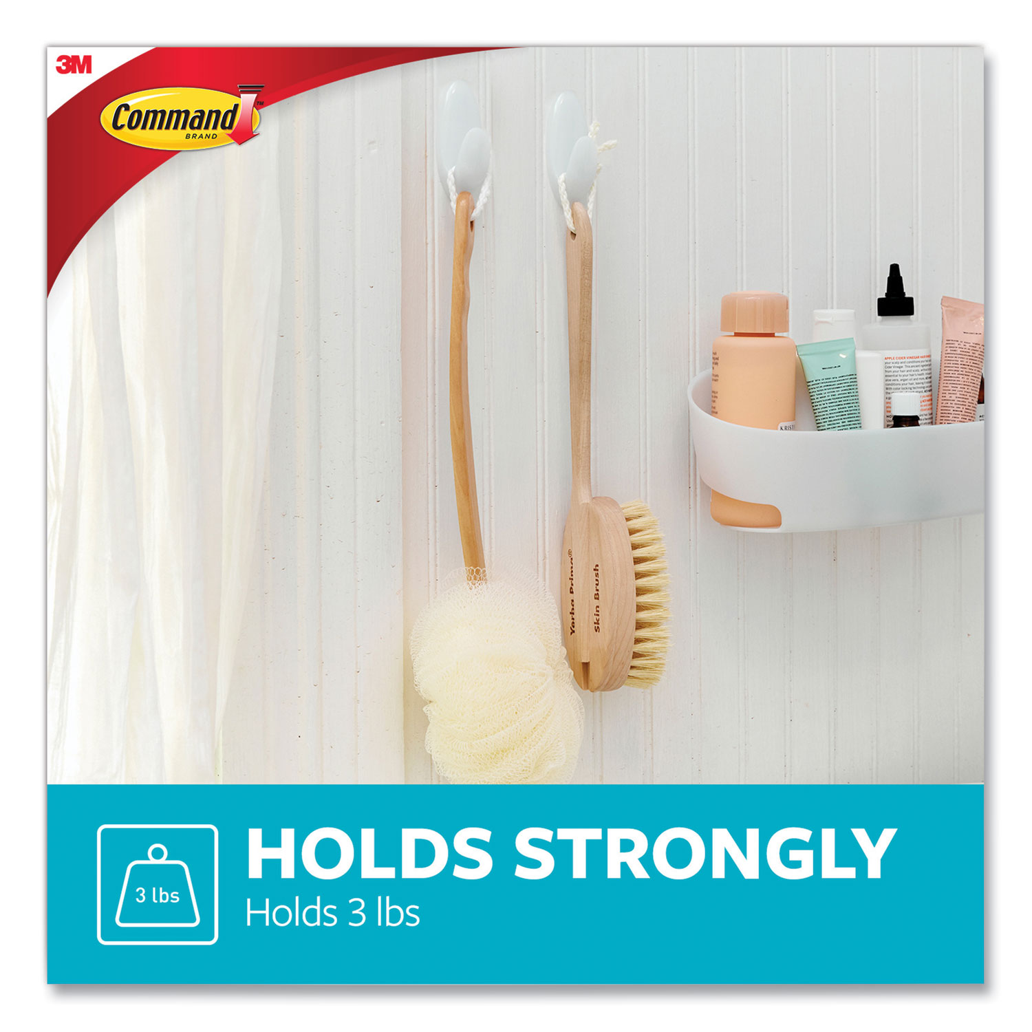 3M Command Bath Caddy Hanger Water Resistant Adhesive Plastic Frosted,  6-Pack