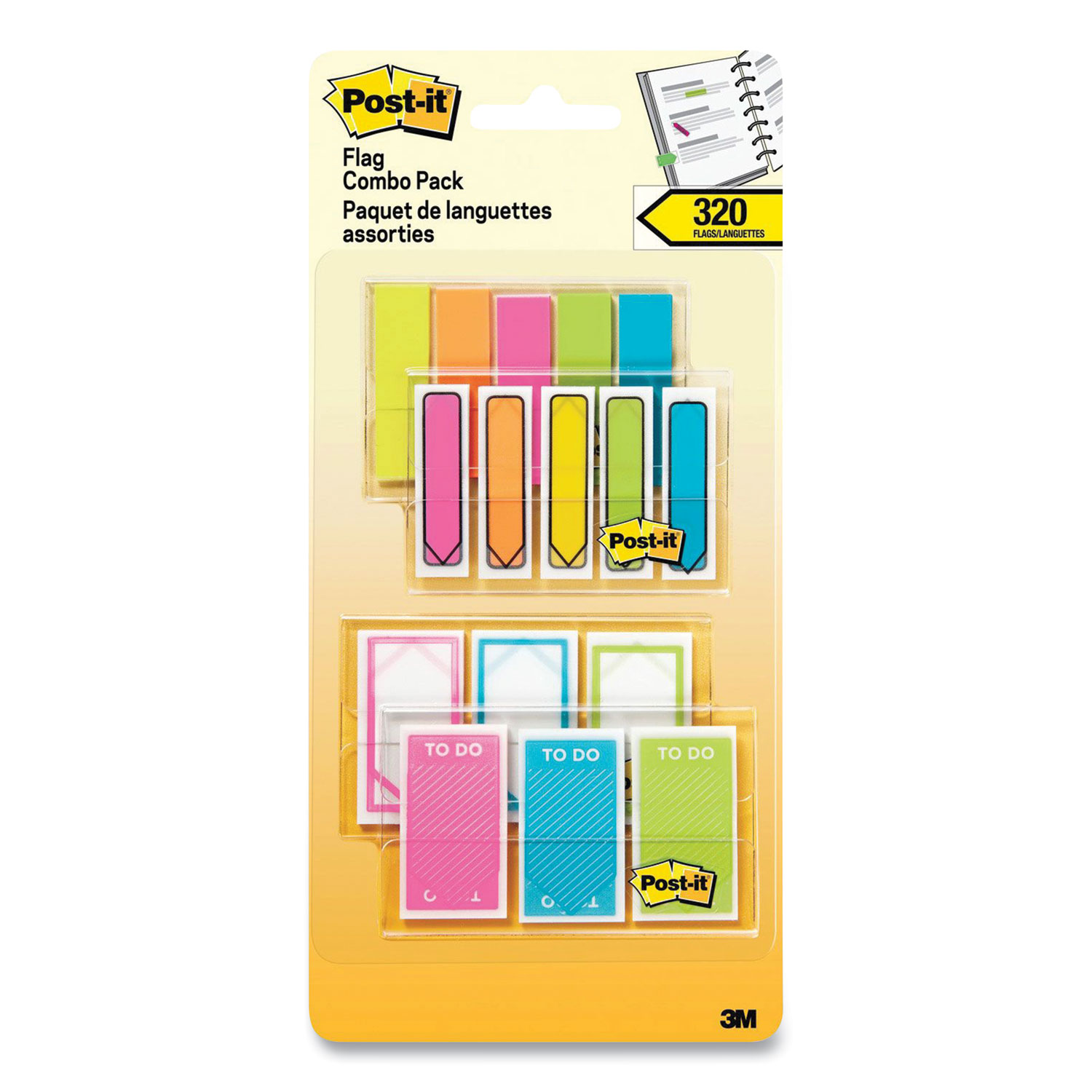 Post-it® Prioritization Flags Combo Pack, 0.5 and 1, Assorted Colors, 320/Pack