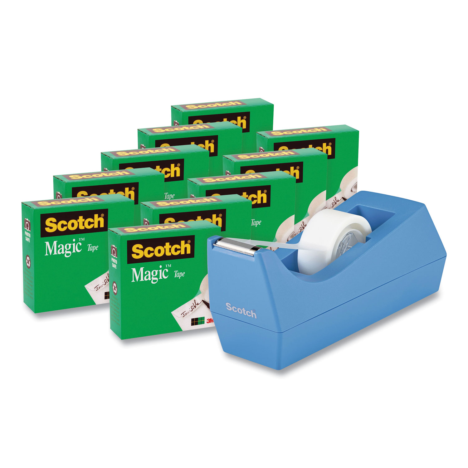 Scotch® Magic Tape Desktop Dispenser Value Pack, 1 Core, 0.75 x 83.33 ft, Clear, 10 Rolls