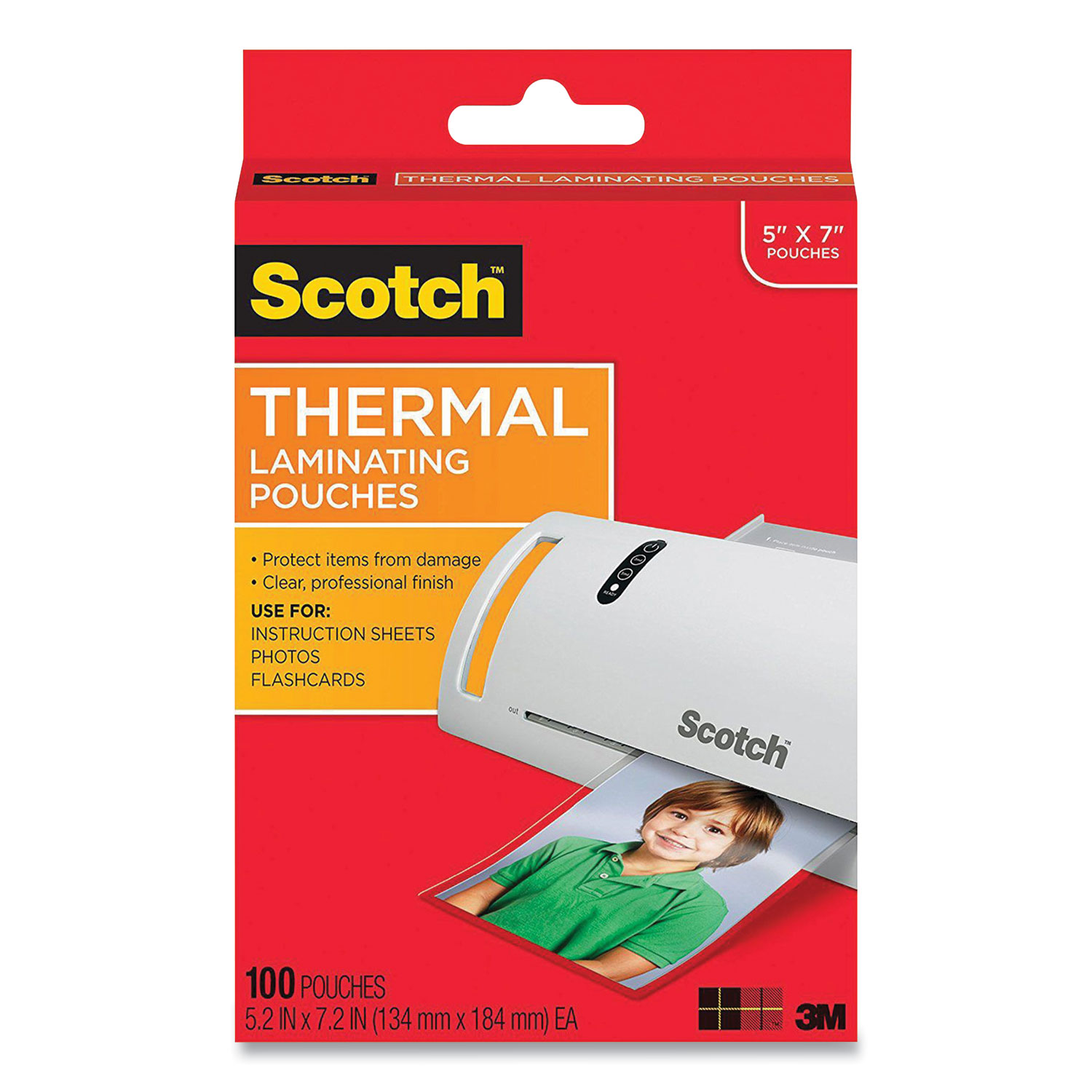 Scotch™ Laminating Pouches, 5 mil, 5 x 7, Clear, 100/Pack