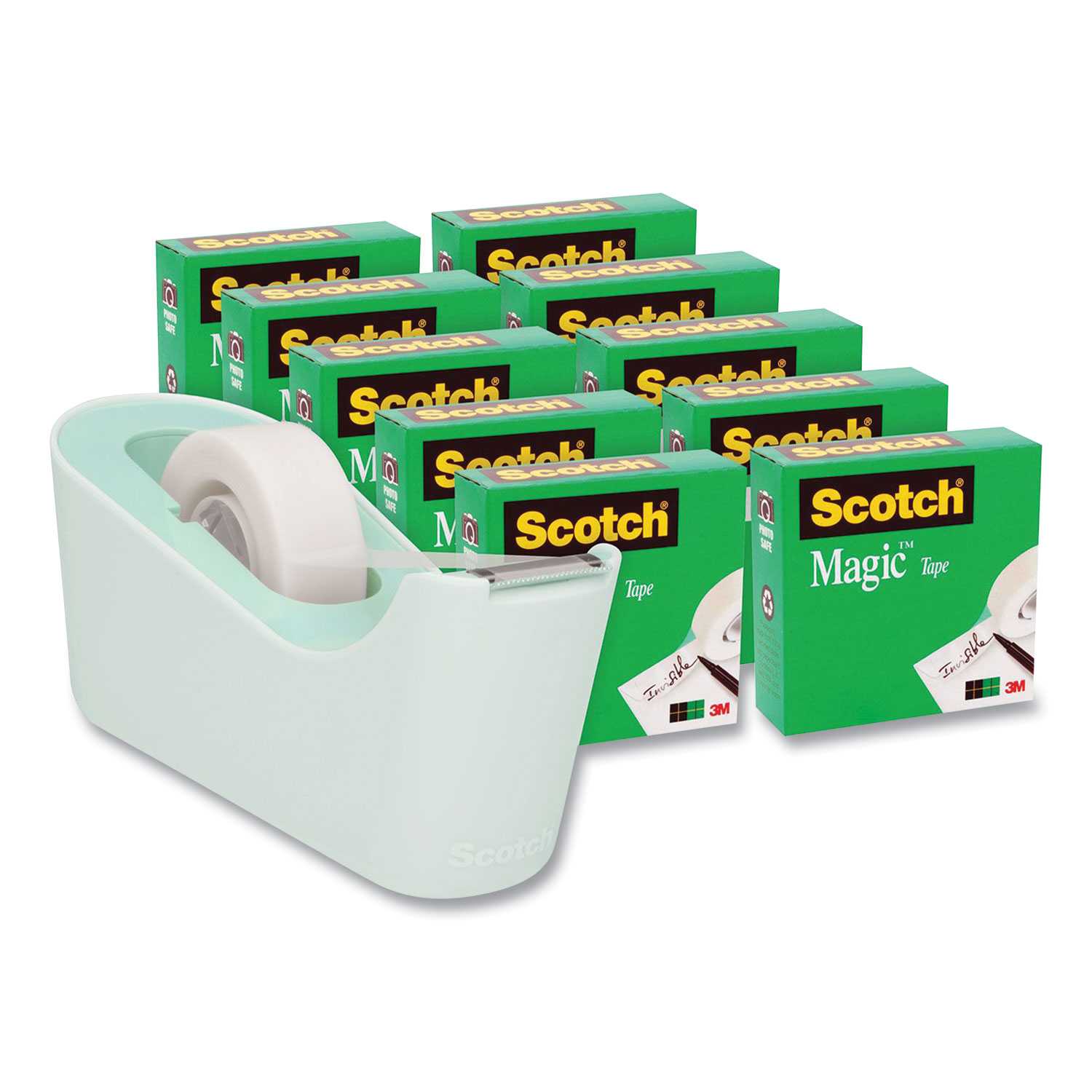 Scotch® Magic Tape Desktop Dispenser Value Pack, 1 Core, 0.75 x 83.33 ft, Clear, 10/Pack