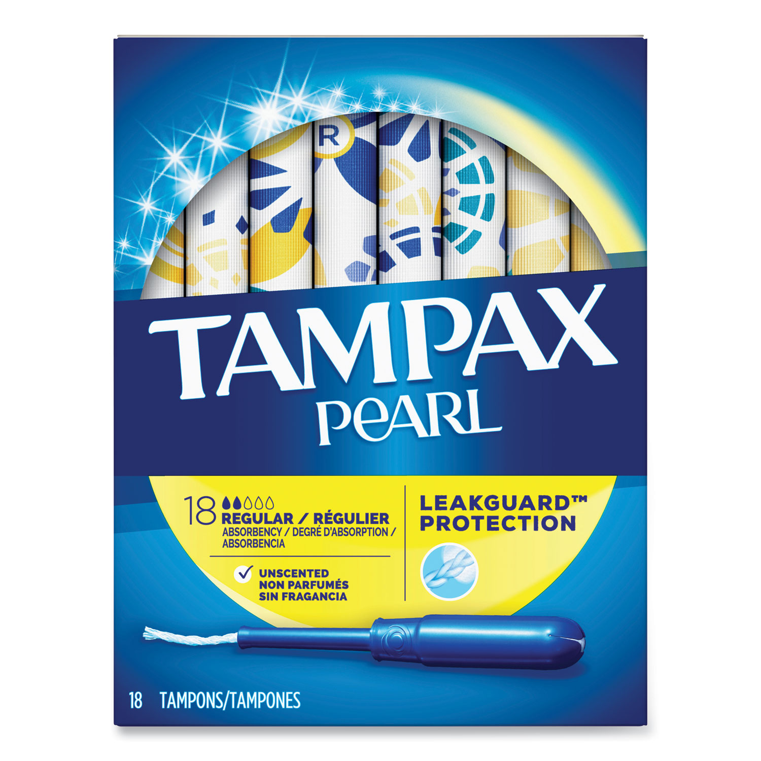  Tampax 00454 Pearl Tampons, Regular, 18/Box (PGC285471) 
