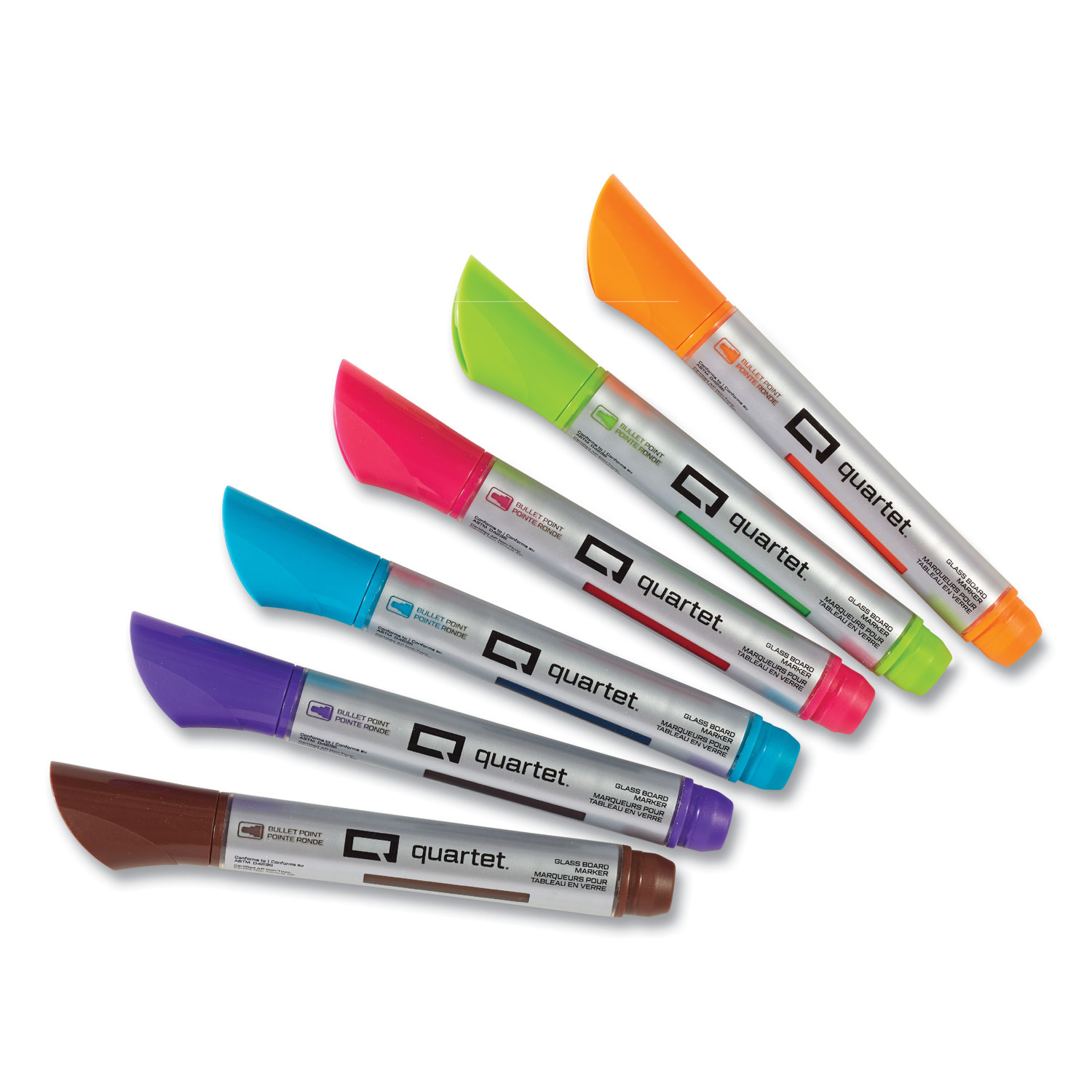  Quartet 79556 Premium Glass Board Dry Erase Marker, Medium Bullet Tip, Assorted Colors, 6/Pack (QRT79556) 