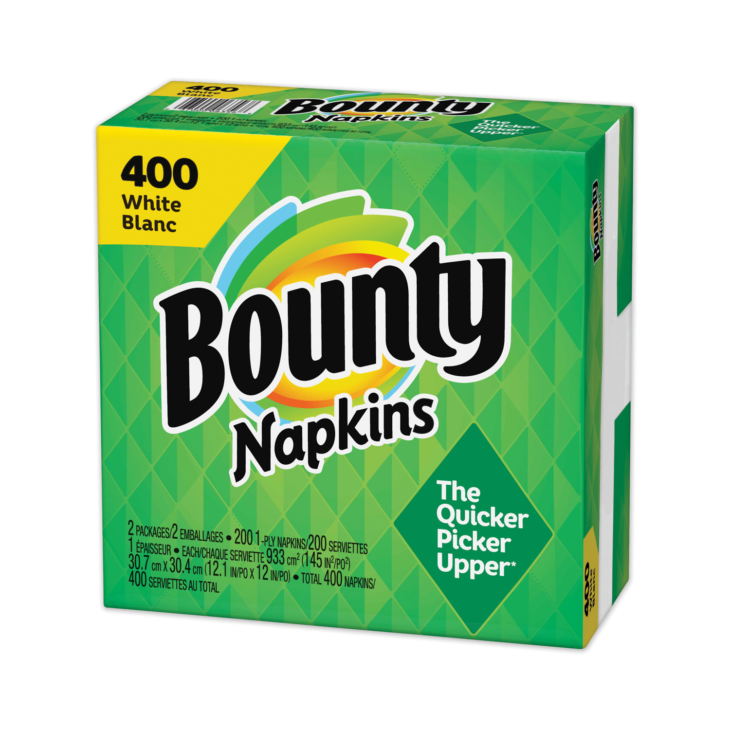  Bounty 06356 Quilted Napkins, 1-Ply, 12.2 x 12, White, 200/Pack, 400/Carton (PGC59096) 