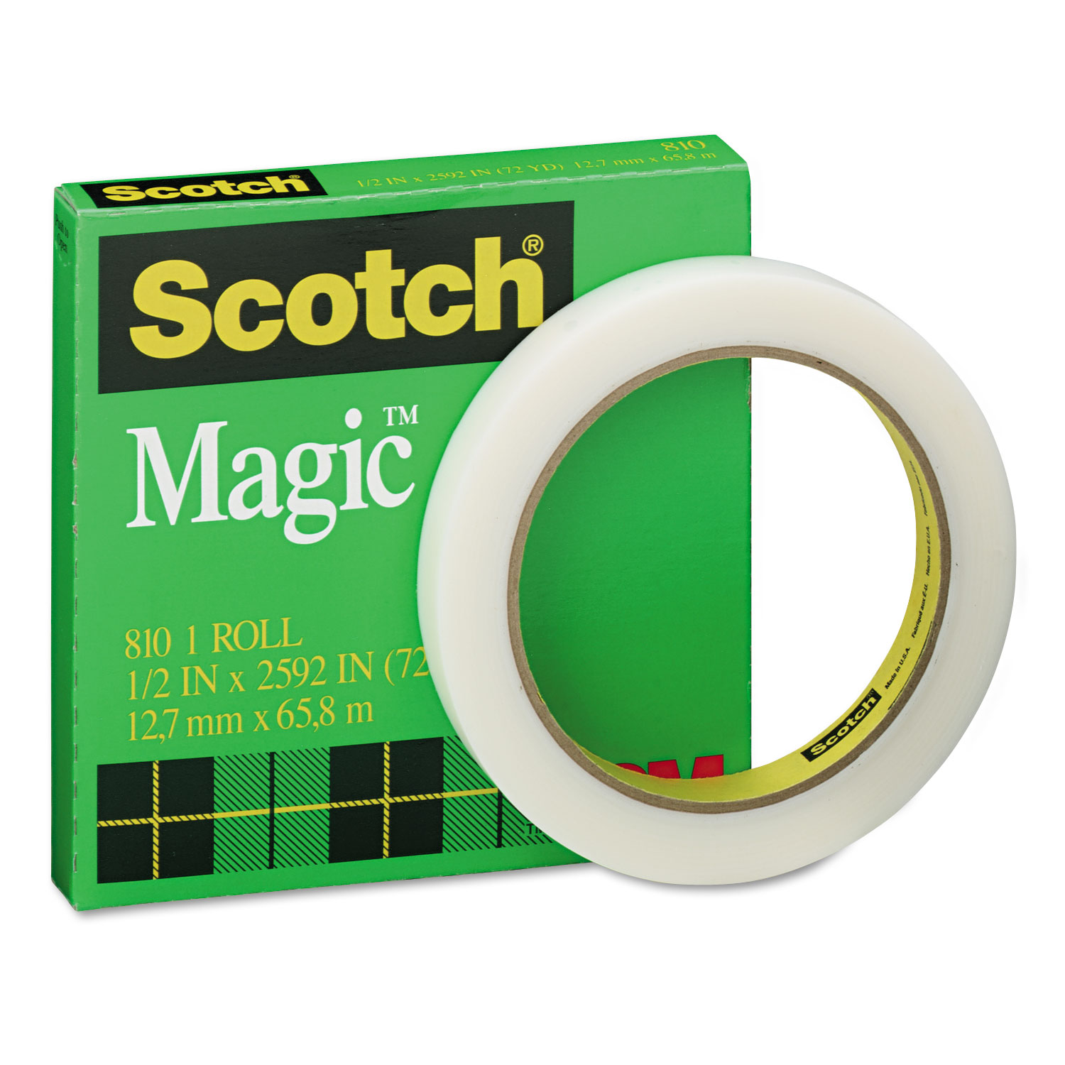 Scotch® Magic Office Tape, 3 Core, 0.5 x 72 yds, Clear
