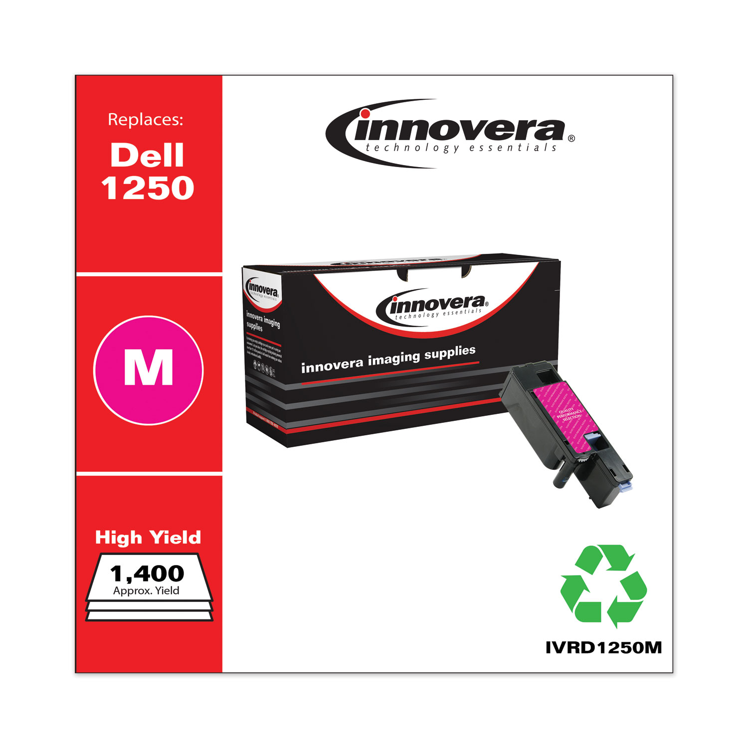 Remanufactured Magenta High-Yield Toner Cartridge, Replacement for Dell 1250 (331-0780), 1,400 Page-Yield