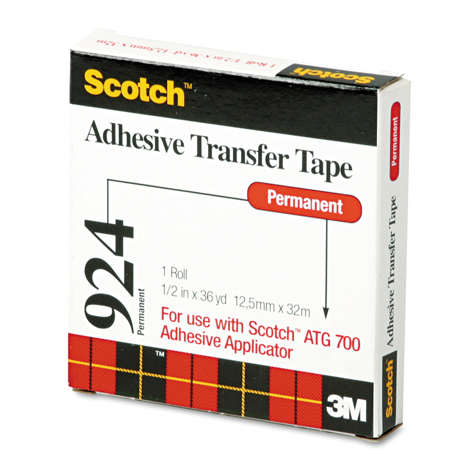  Scotch 924 Adhesive Transfer Tape, 1/2 Wide x 36yds (MMM92412) 