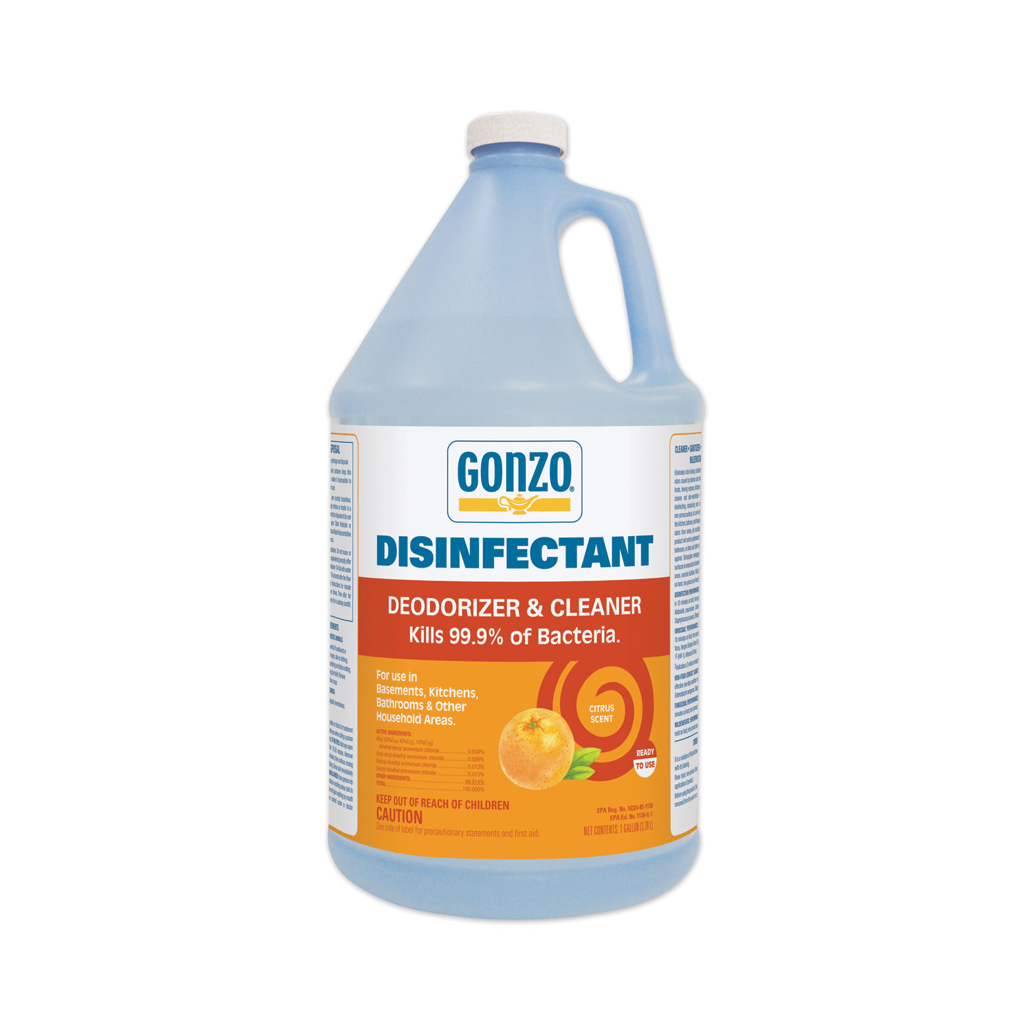 Gonzo® Disinfectant Deodorizer and Cleaner, Citrus Scent, 1 gal Bottle, 4/Carton