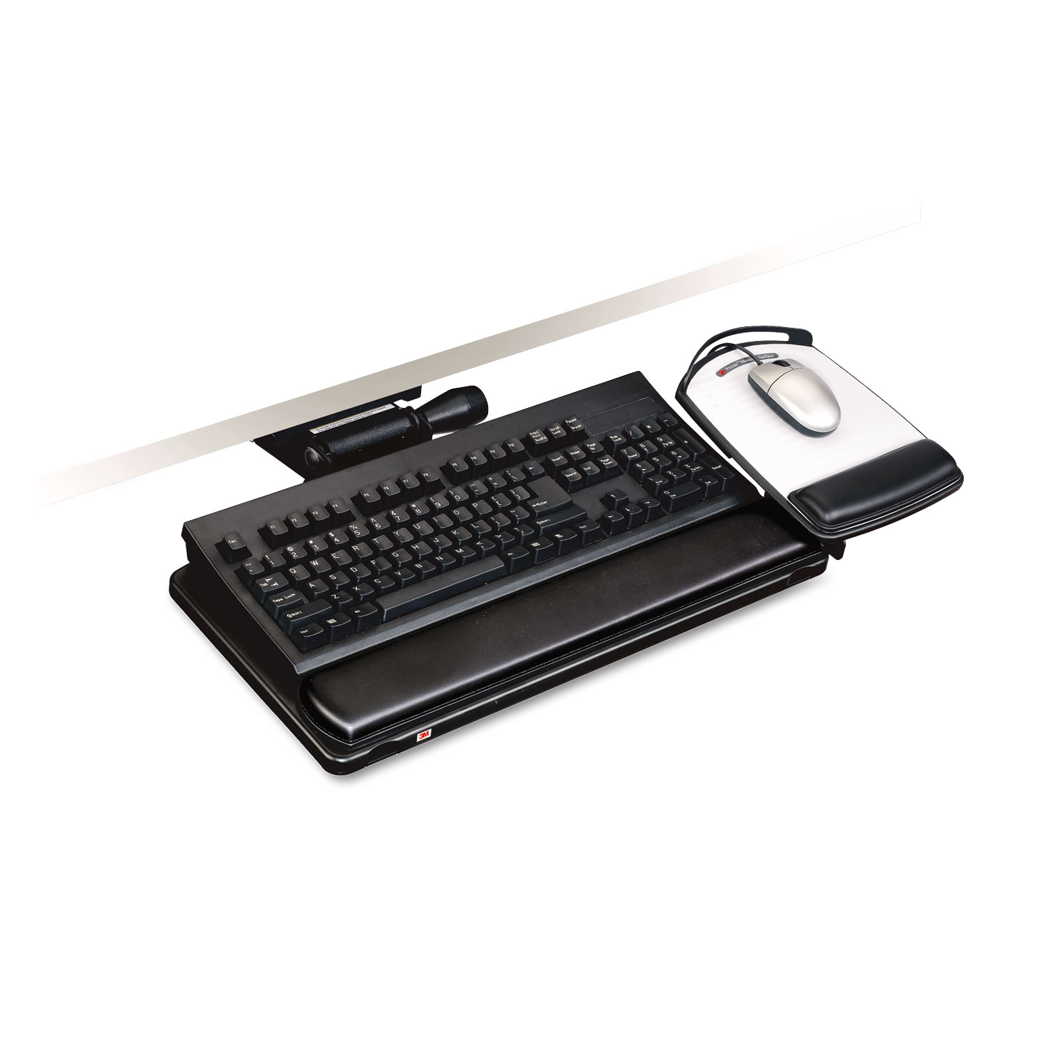  3M AKT150LE Easy Adjust Keyboard Tray, Highly Adjustable Platform, 23 Track, Black (MMMAKT150LE) 