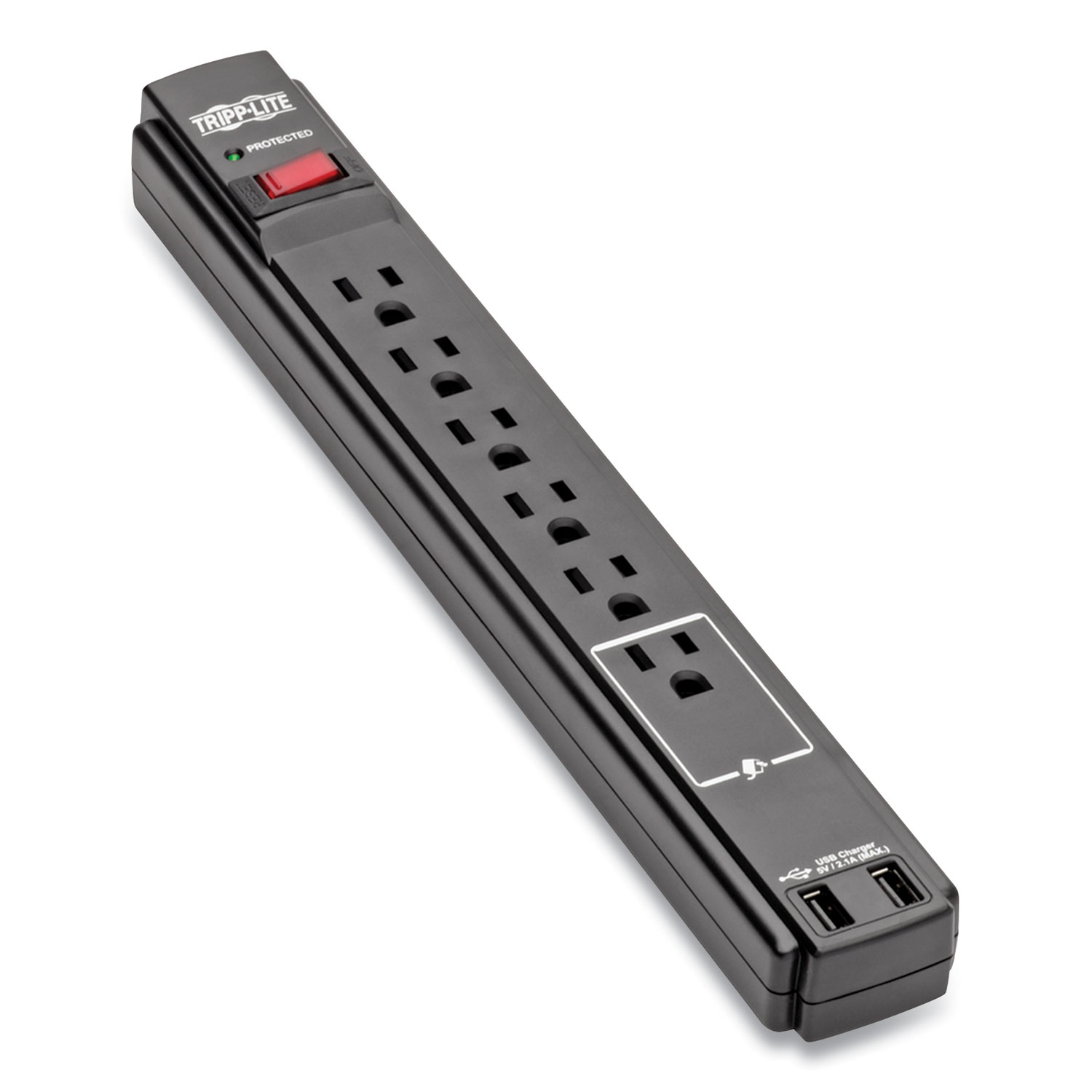  Tripp Lite TLP606USBB Protect It! Surge Protector, 6 Outlets, 6 ft Cord, 990 Joules, Black (TRPTLP606USBB) 