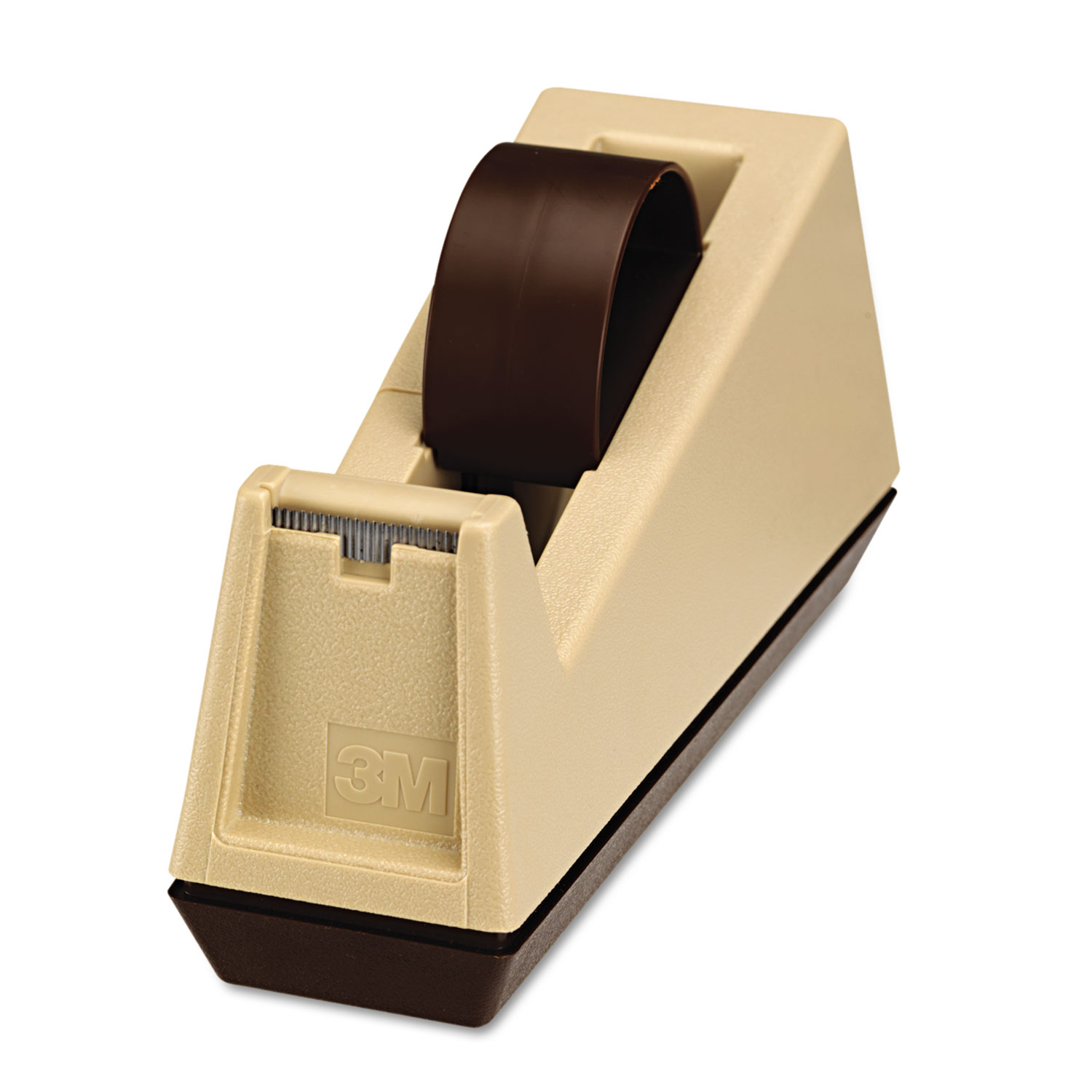 Heavy-Duty Weighted Desktop Tape Dispenser, 3 Core, Plastic, Putty/Brown -  mastersupplyonline