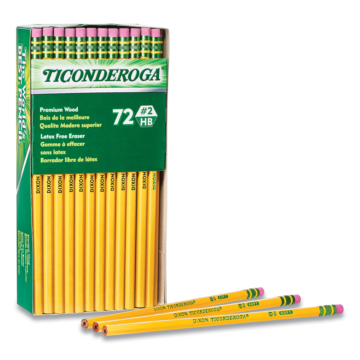  Ticonderoga 33904 Pencils, HB (#2), Black Lead, Yellow Barrel, 72/Pack (DIX451078) 