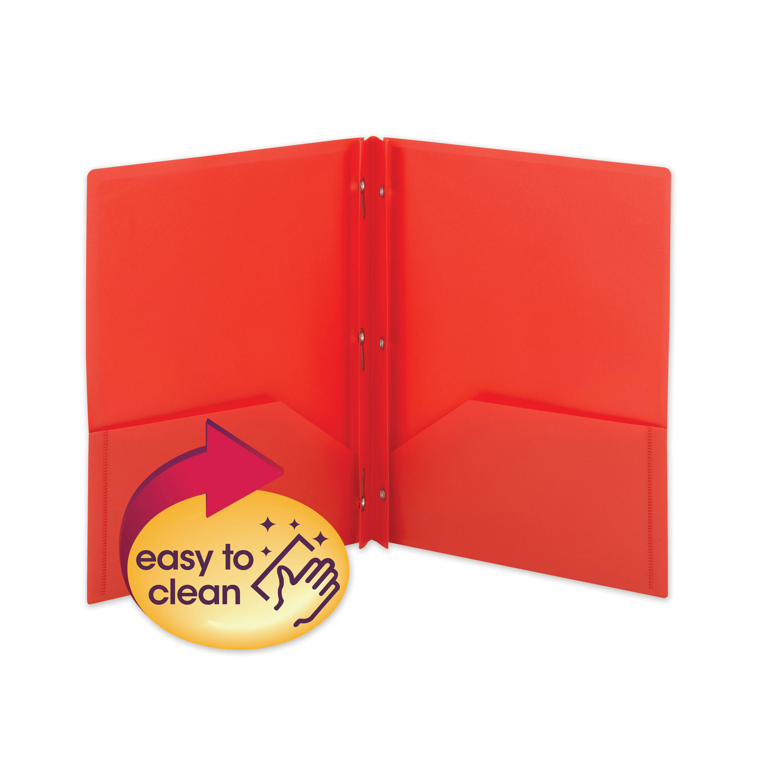 Poly Two-Pocket Folder w/Fasteners, 11 x 8 1/2, Red, 25/Box