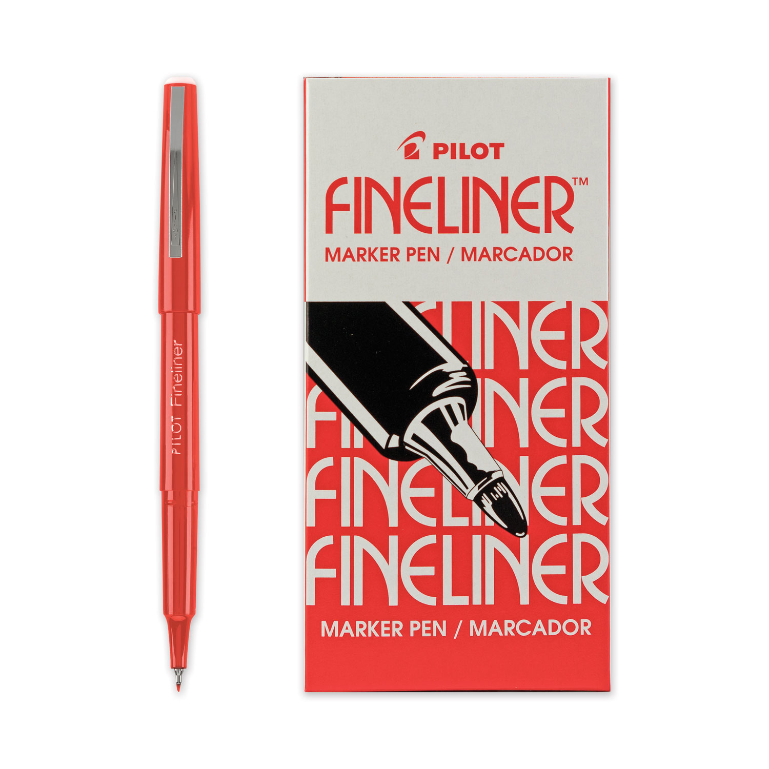  Pilot 11015 Fineliner Stick Porous Point Pen, Fine 0.4 mm, Red Ink/Barrel (PIL498188) 