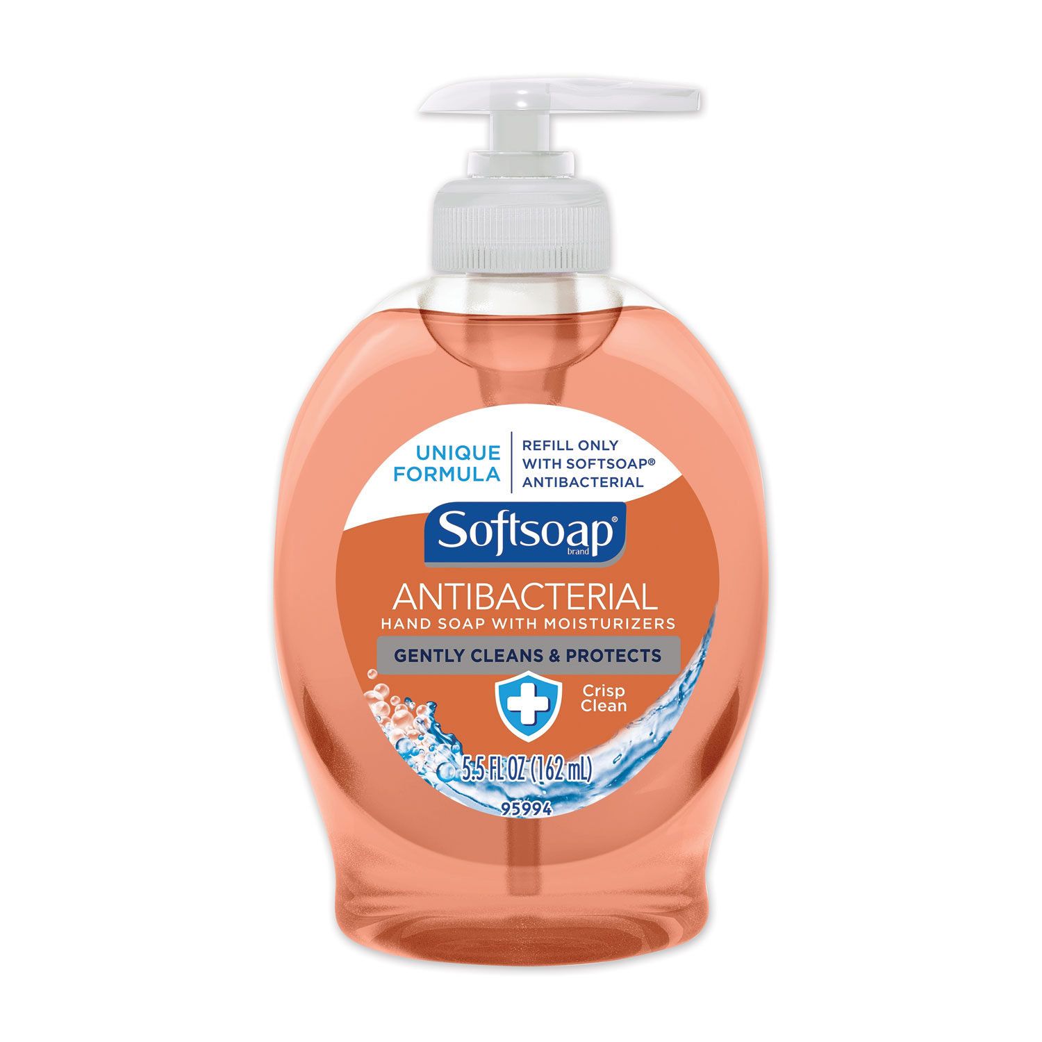 Softsoap® Antibacterial Hand Soap, Crisp Clean, Orange, 5.5 oz Pump Bottle, 12/Carton