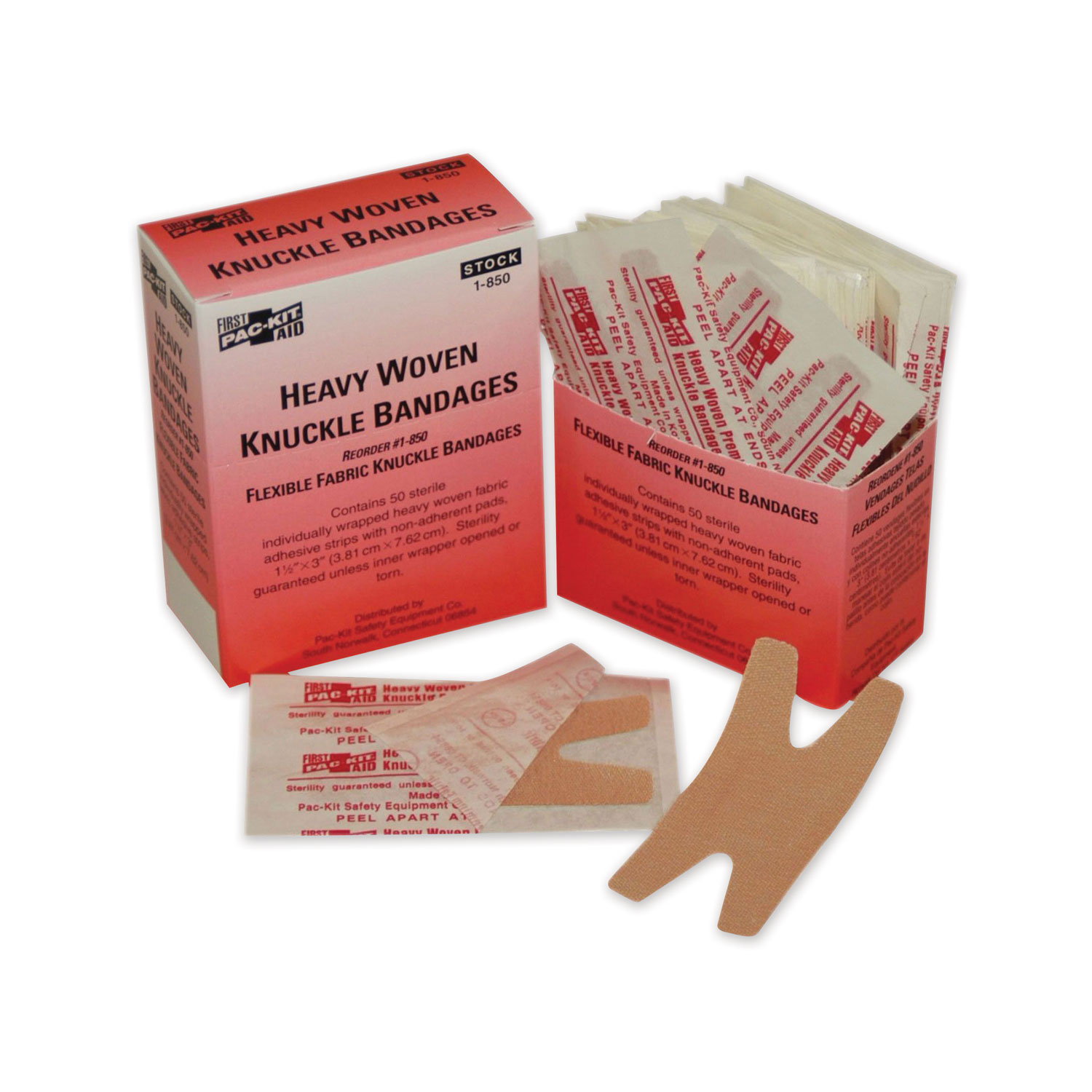  First Aid Only 1-850 Heavy Woven Knuckle Bandages, Sterile, Individually Wrapped, 50/Box (FAO1850) 
