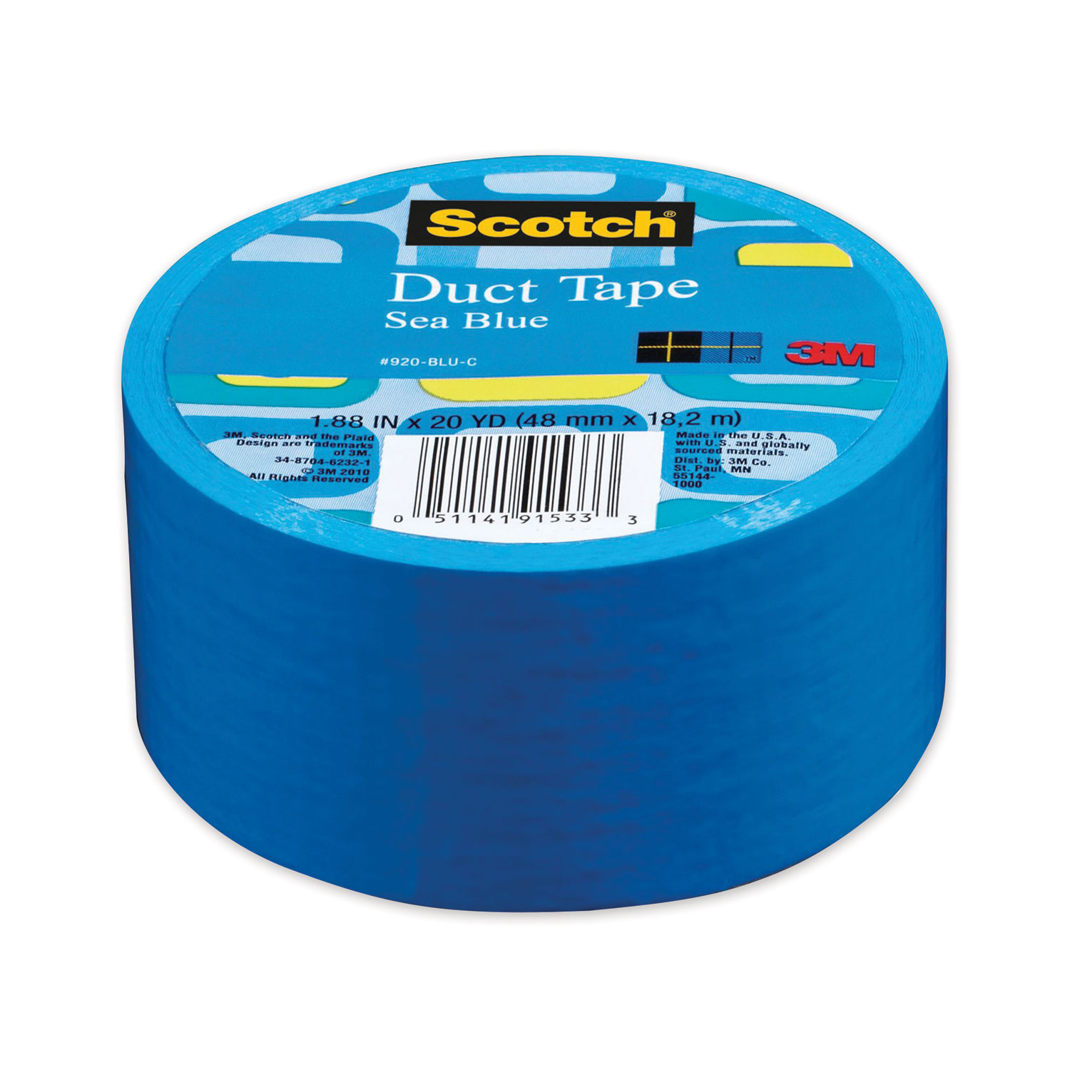  Scotch 920-BLU-C Duct Tape, 1.88 x 20 yds, Sea Blue (MMM70005059277) 