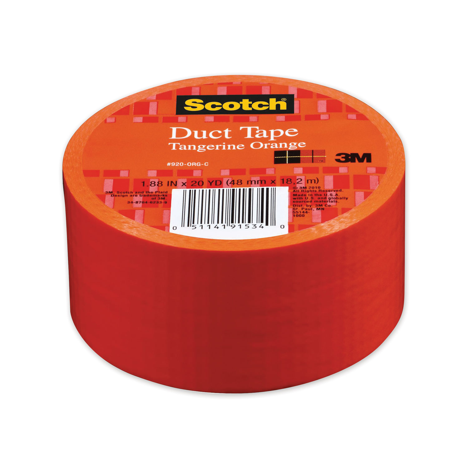 Scotch® Duct Tape, 1.88 x 20 yds, Tangerine Orange