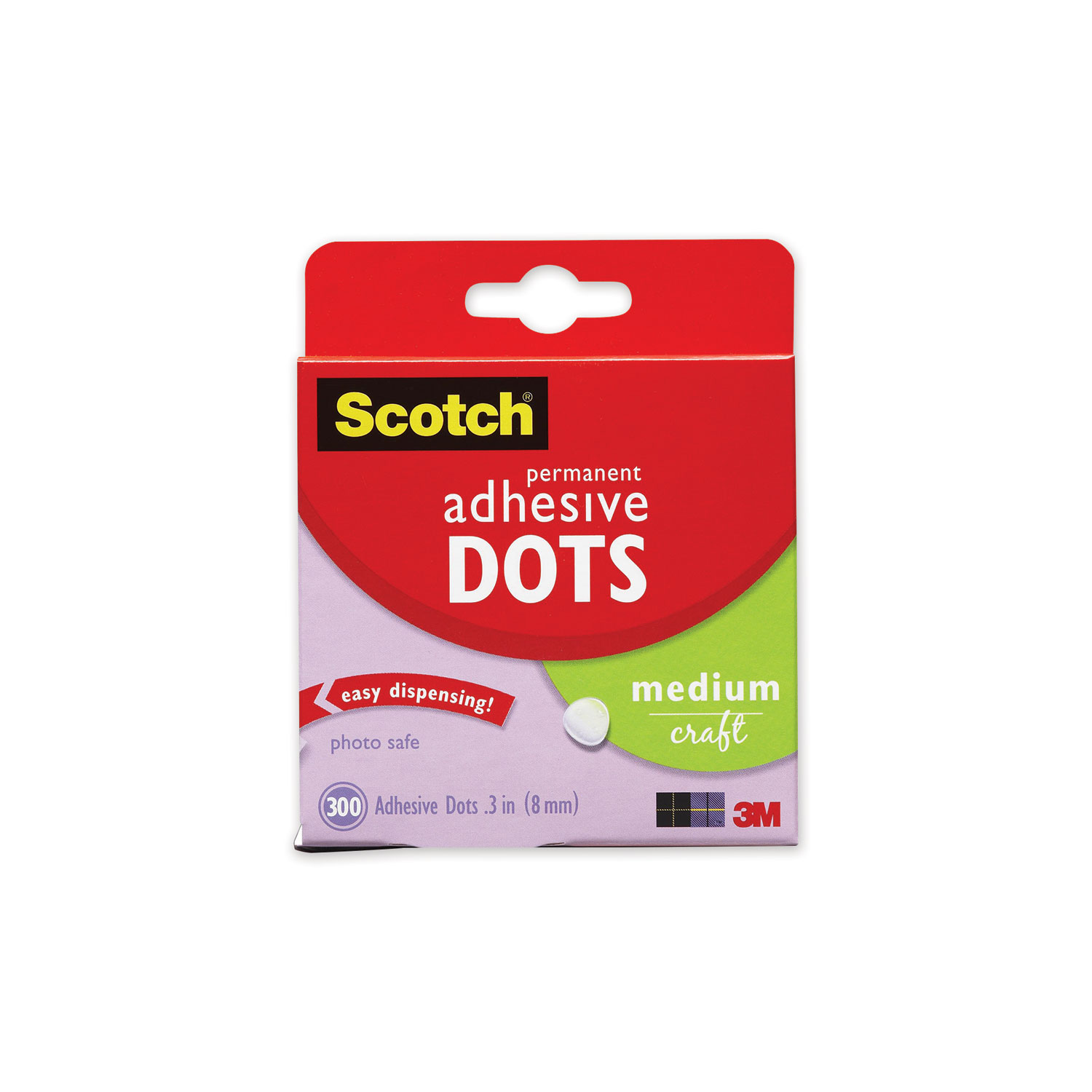  Scotch 010-300M Mounting Adhesive Dots, 0.3 dia, Transparent, 300/Pack (MMM70005077485) 