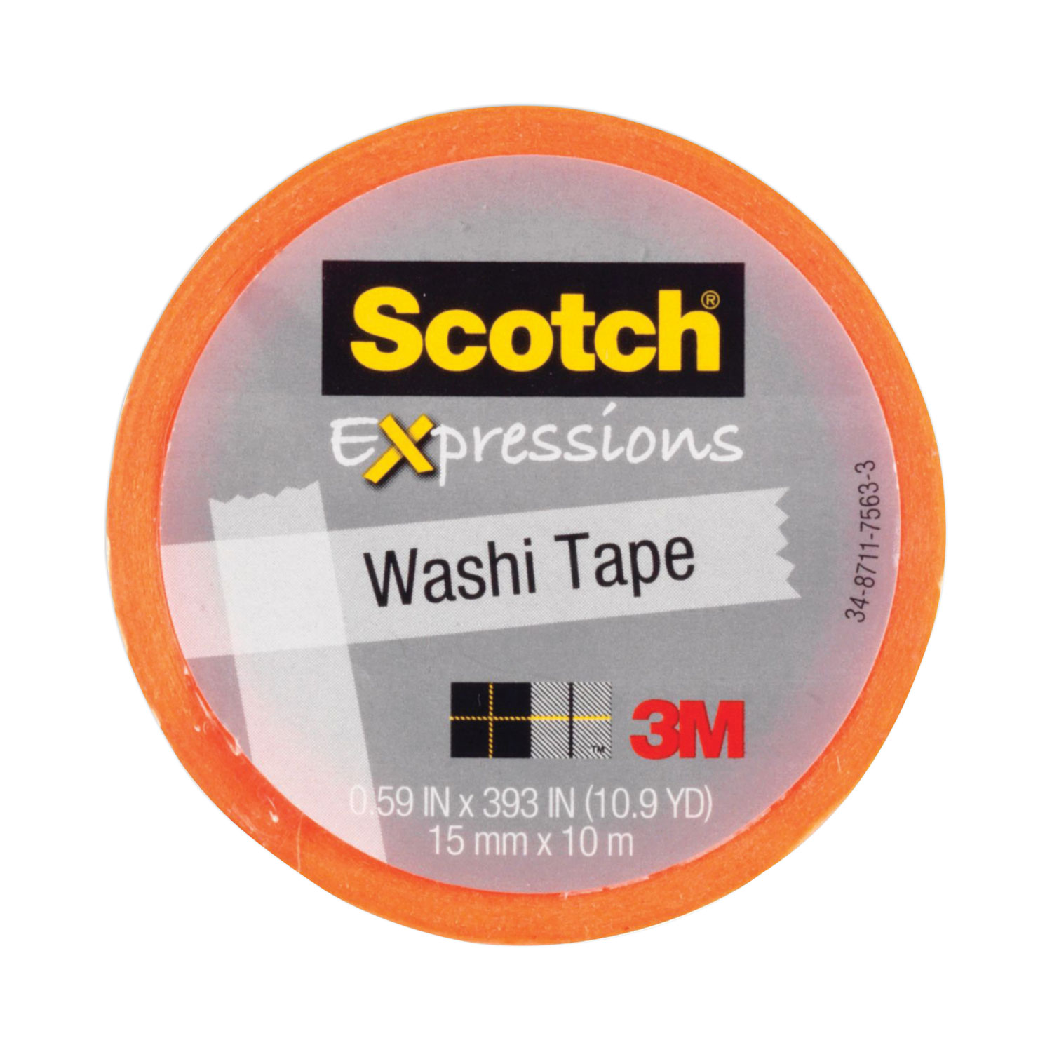 Scotch® Expressions Washi Tape, 0.59 x 32.75 ft, Orange