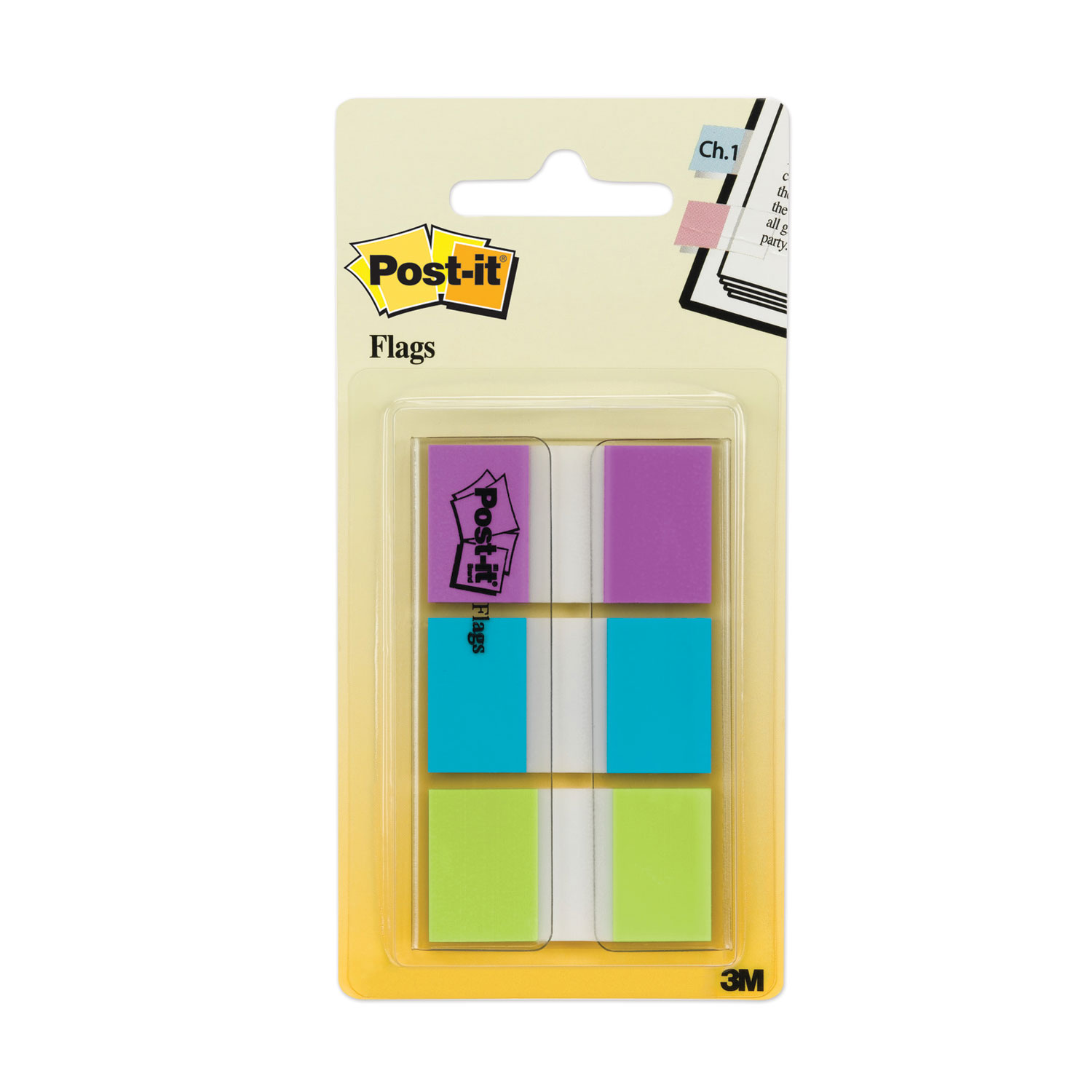  Post-it Flags 680-PBG 0.94 Wide Flags with Dispenser, Bright Blue, Bright Green, Purple, 60 Flags (MMM70071493244) 