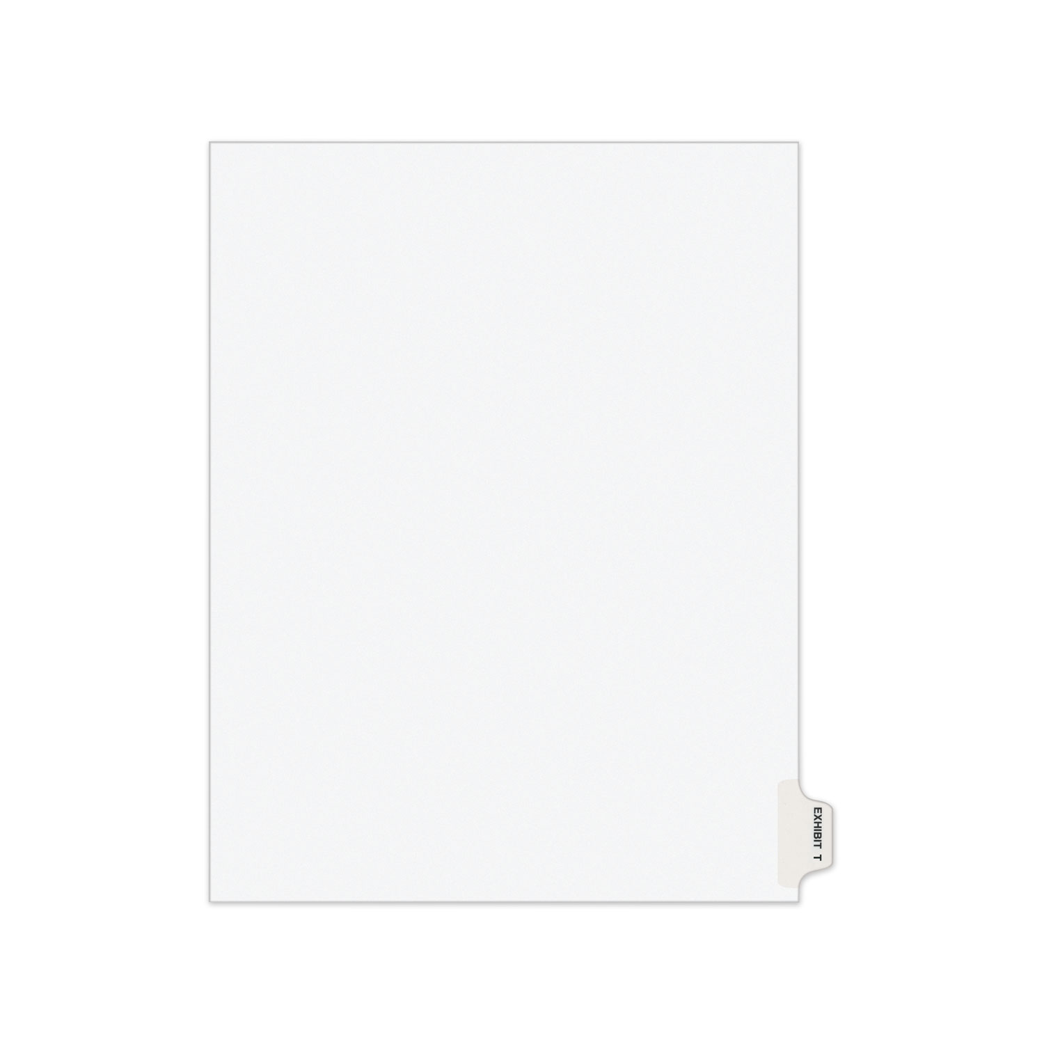 Avery-Style Preprinted Legal Side Tab Divider, 26-Tab, Exhibit T, 11 x 8.5, White, 25/Pack, (1390)