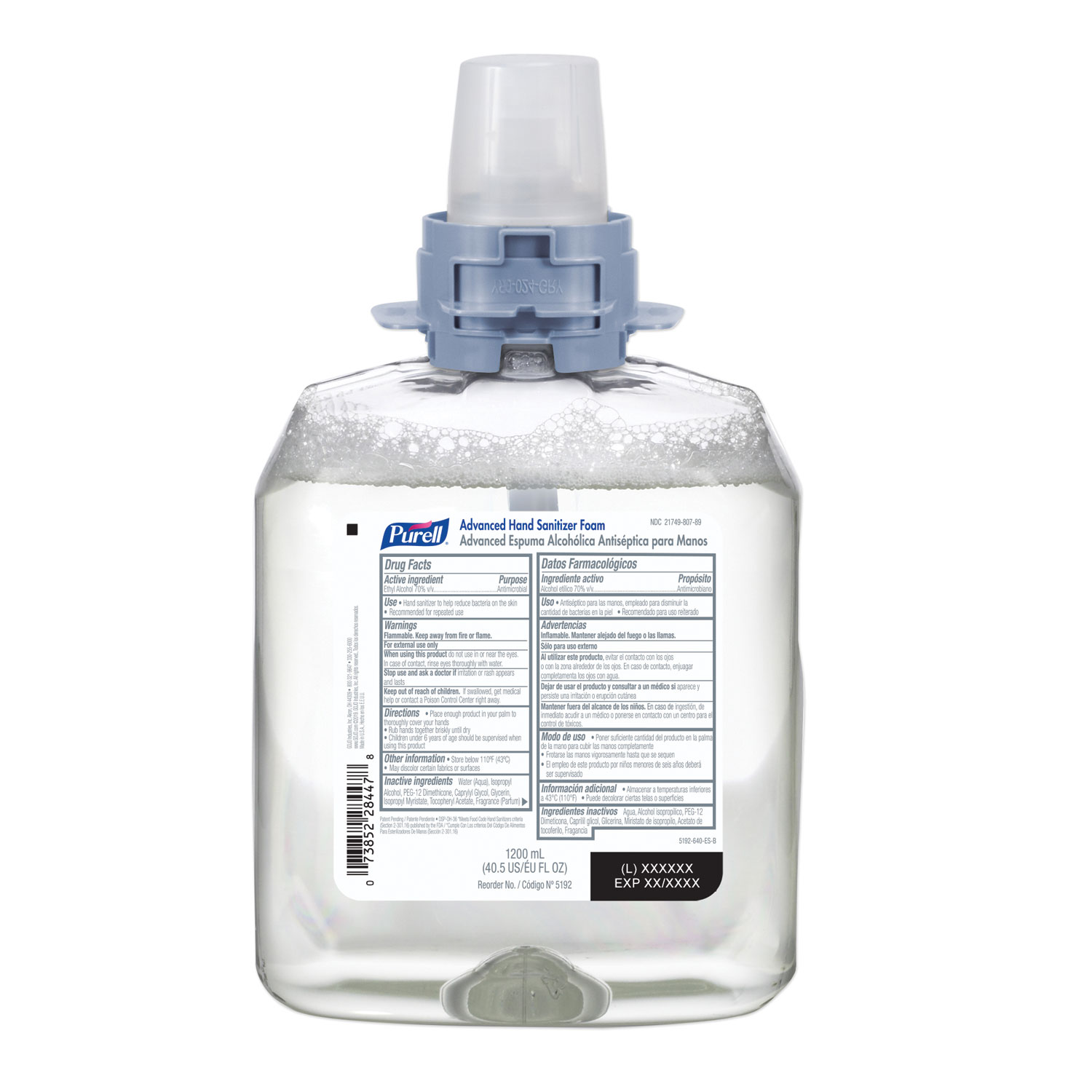  PURELL 5192-04 FMX-12 Refill Advanced Foam Hand Sanitizer, 1200 mL, 4/Carton (GOJ519204CT) 