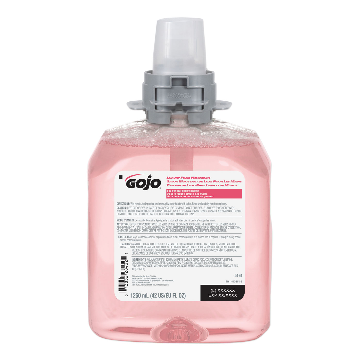 GOJO® Luxury Foam Hand Wash Refill for FMX-12 Dispenser, 1250 mL, Refreshing Cranberry, 4/Carton