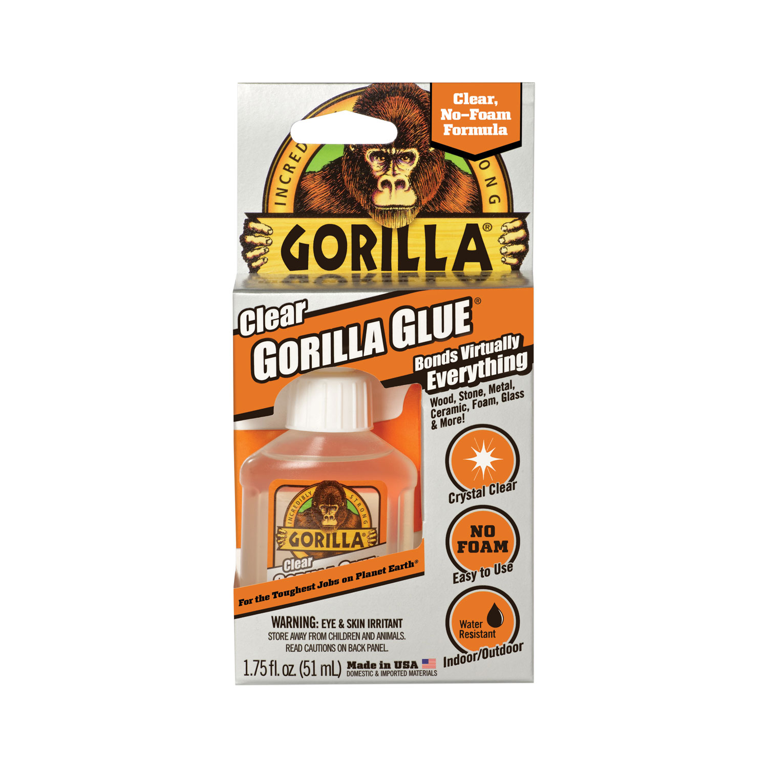 Gorilla Glue 4500301CT Clear Gorilla Glue, 1.75 oz, Dries Clear, 4/Carton (GOR4500301CT) 