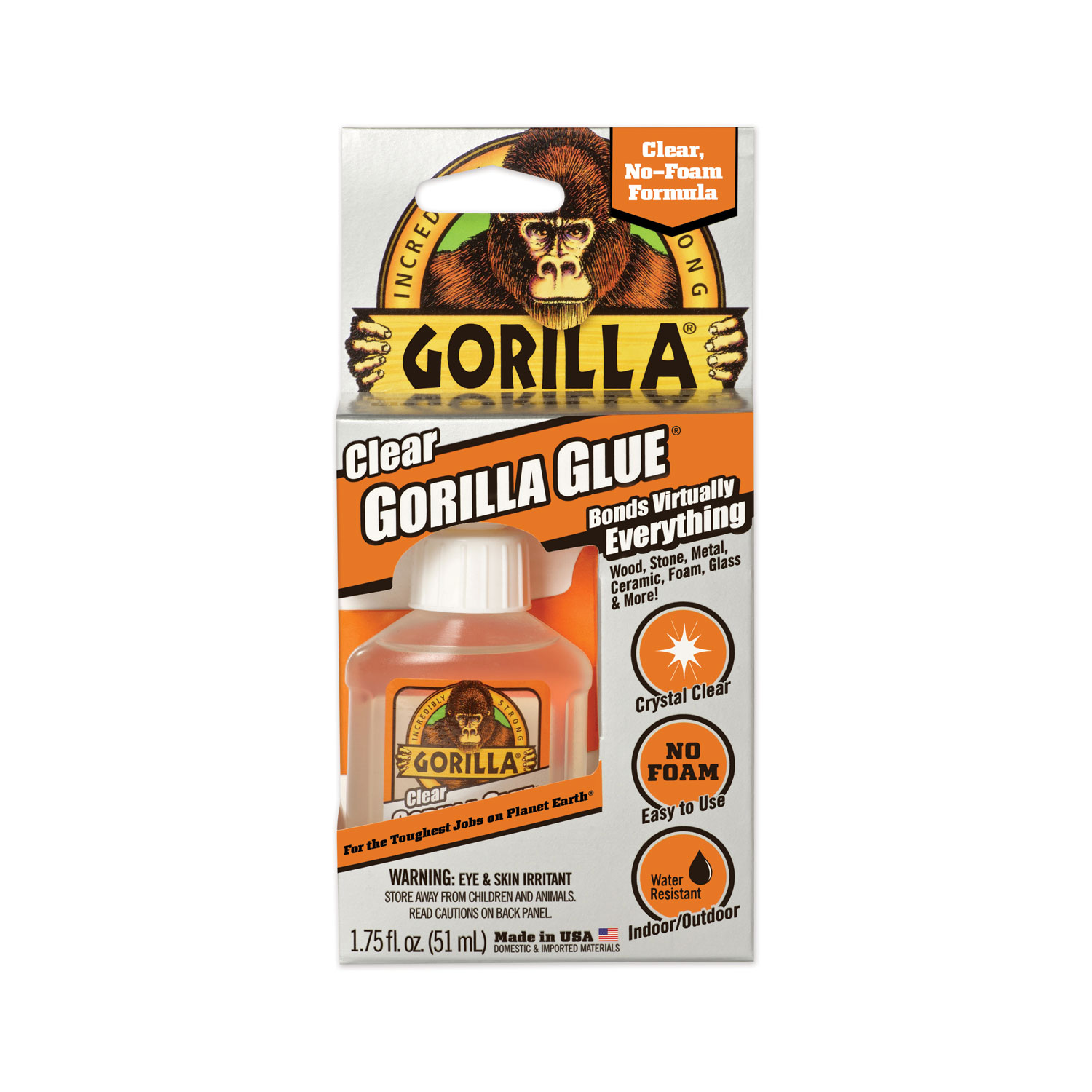 Gorilla Glue® Clear Gorilla Glue, 1.75 oz, Dries Clear