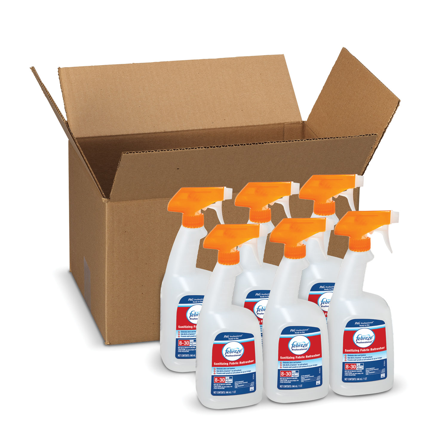  Febreze 12825 Professional Sanitizing Fabric Refresher, Light Scent, 32 oz Spray, 6/Carton (PGC12825) 