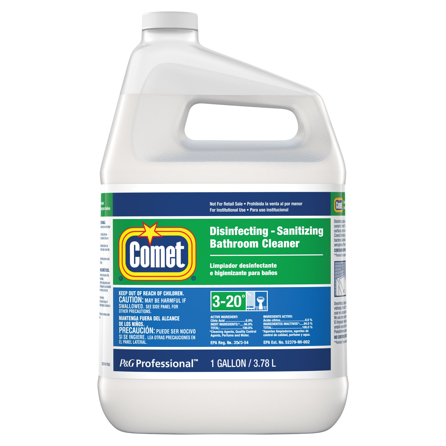 Disinfecting-Sanitizing Bathroom Cleaner, 1 gal Closed-Loop Plastic Jug, 3/Carton