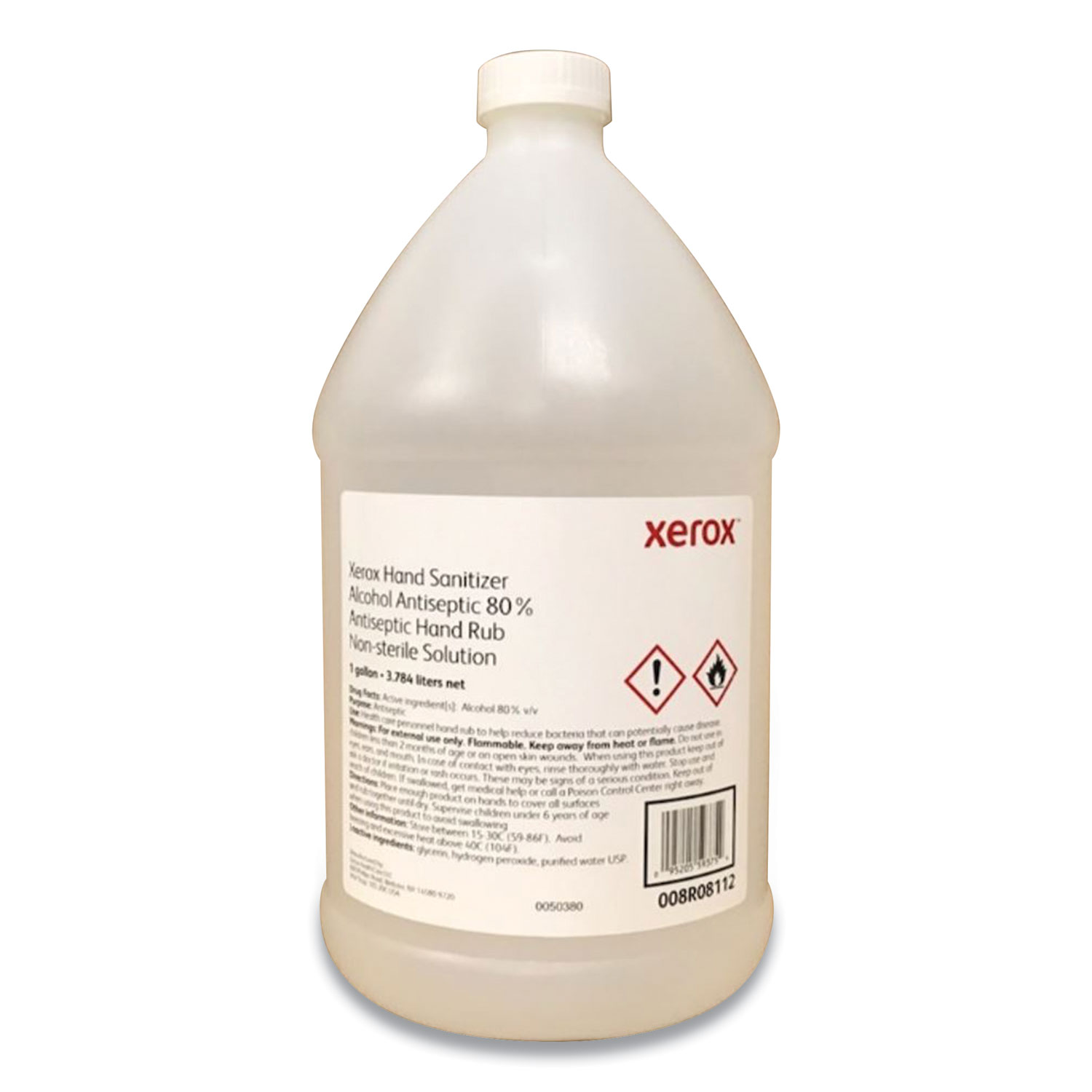  Xerox 008R08112 Liquid Hand Sanitizer, 1 gal Bottle with Pump, Unscented, 4/Carton (XER008R08112) 
