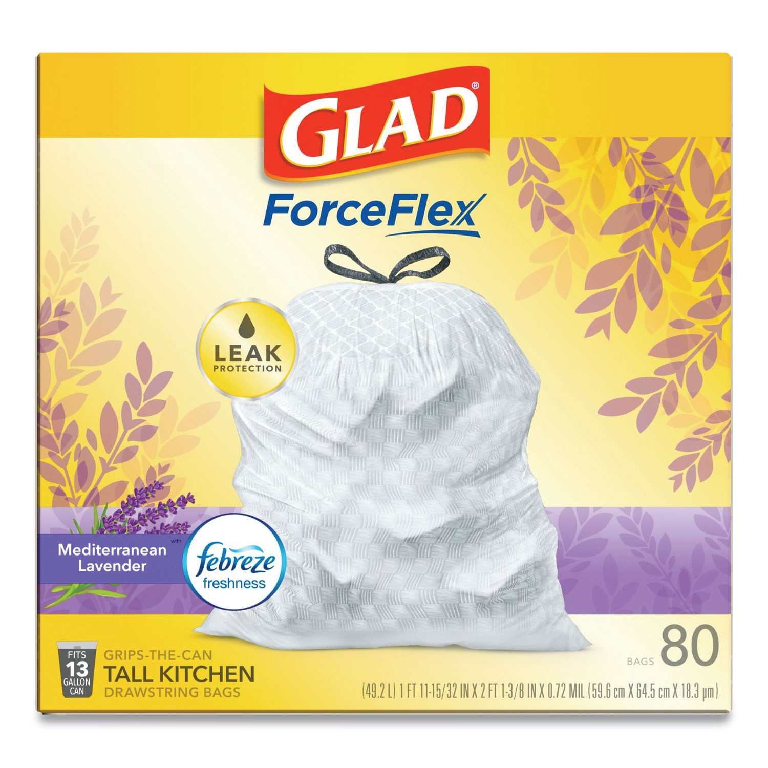 Glad ForceFlex Tall Kitchen Drawstring Trash Bags - OdorShield - Zerbee