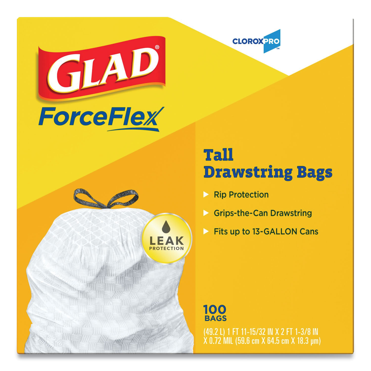 Tall Kitchen Drawstring Trash Bags, 13 gal, 0.72 mil, 23.75 x 24.88, White,  240/Carton